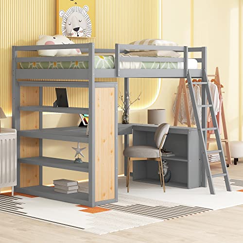 Grey With Desk and Shelves