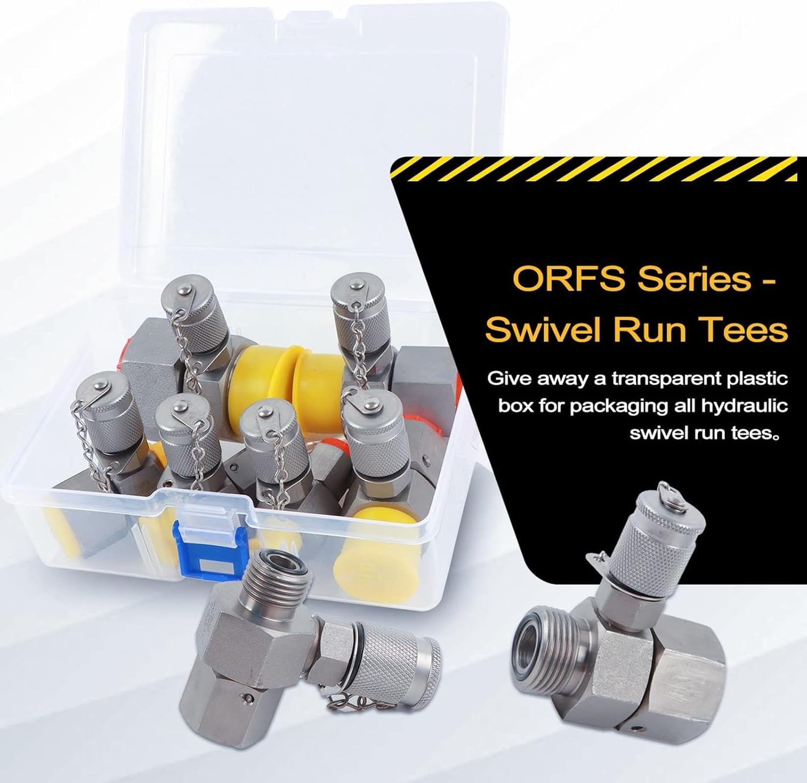 6 Pack ORFS Hydraulic Swivel Tee Fittings Connector Kit - Heavy Duty Excavator Construction Machinery Hydraulic System Couplings - Perfect for Hydraulic Line Repair & Maintenance