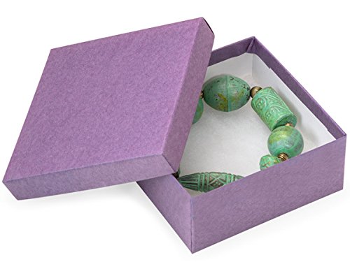 100 Pack 3.5x3.5x1.5 Inch Purple Kraft Jewelry Gift Boxes with Non-Tarnish Cotton Lining - Perfect for Jewelry Storage, Candy Packaging, Wedding Favors & Small Gift Boxes