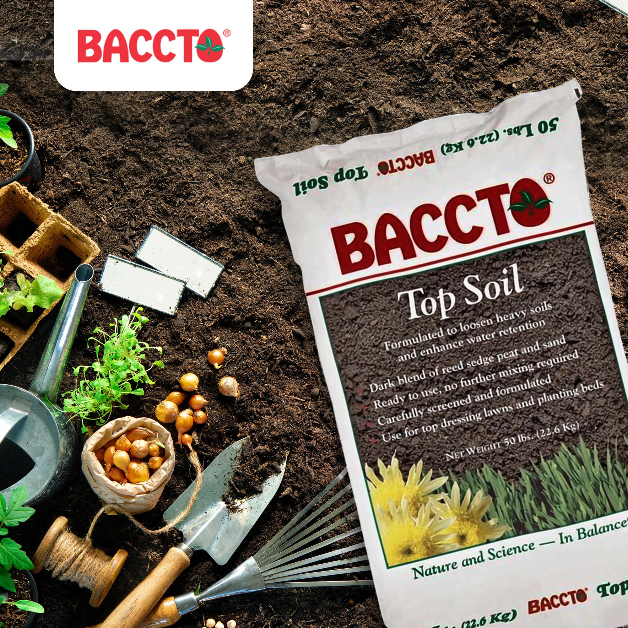 Premium 1550P Baccto Top Soil - 50 lbs (3 Pack) for Lawns, Gardens & Raised Beds | Reed Sedge, Peat & Sand Blend | Perfect for Landscaping, Vegetable Planting & Flower Beds
