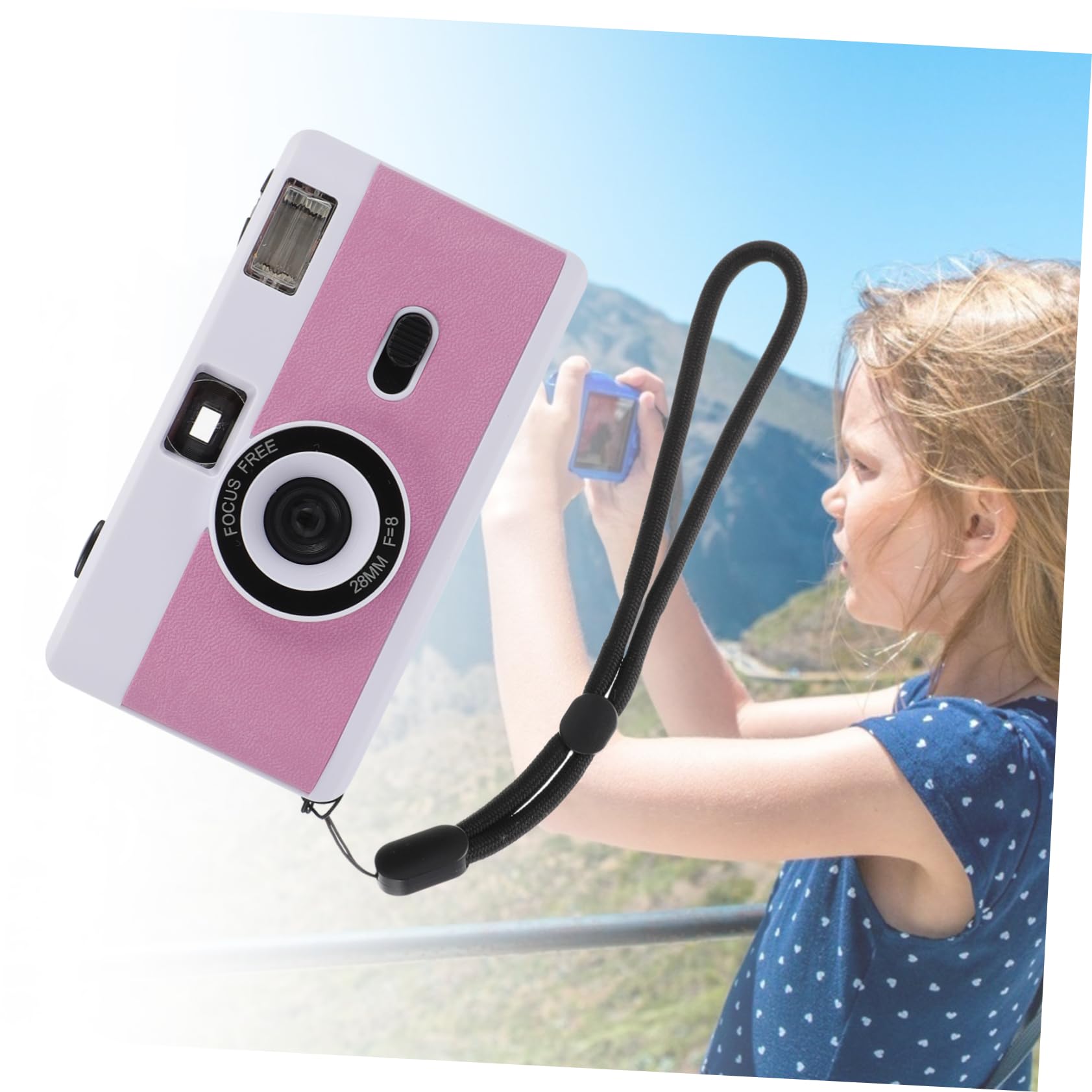 Homoyoyo 7-Piece Retro Film Camera Set - Vintage Plastic Build-in Flash Camera, Mini Travel Camera with Reusable Film - Perfect for Travel Photography, Parties & Vintage Style Photography (Vintage White Macaron ABS)