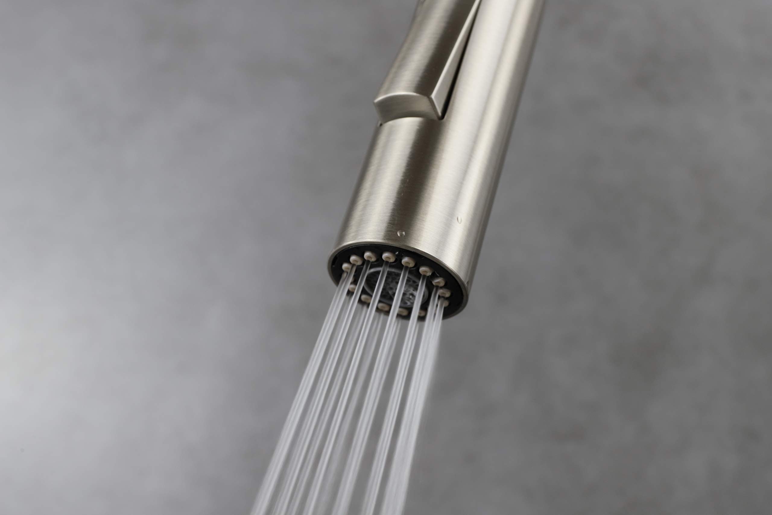Olivi Brass Pull-Out Sprayer Kitchen Faucet in Brushed Nickel Finish - Perfect for Modern Farmhouse & Industrial Style Kitchens