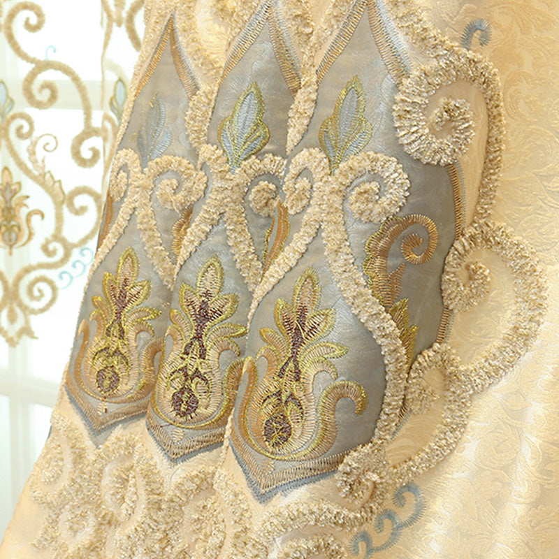 Luxury Two-Layer French Embroidery Blackout Curtains - Custom Made for Bedroom & Living Room - Elegant Home Decor for Light Blocking & Privacy