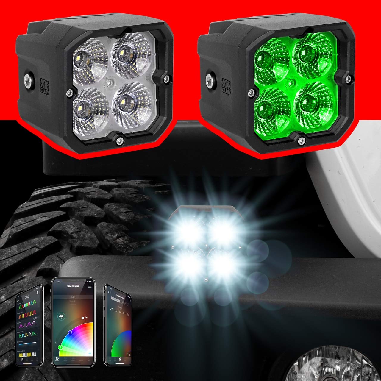XKGLOW XK065001-D-KIT Black Standard Mount Driving Light Kit - High Performance Off-Road LED Lights for Trucks, Jeeps & ATVs | Perfect for Night Driving, Camping & Outdoor Adventures