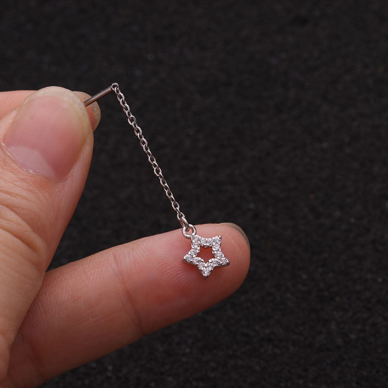 20G Starfish Second Hole Dangle Stud Earrings for Cartilage, Helix & Lobe Piercings | Hypoallergenic Surgical Steel Body Jewelry | Perfect for Everyday Wear, Parties & Beach Vacations