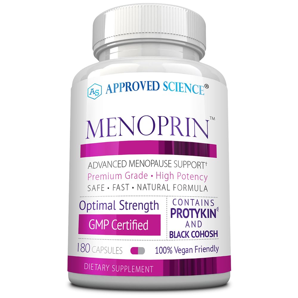 Approved Science Menoprin Day - Protykin, Rhodiola Rosea & Black Cohosh Supplement - 180 Vegan Capsules - Menopause Support for Hot Flashes & Mood Balance - Daily Wellness for Women