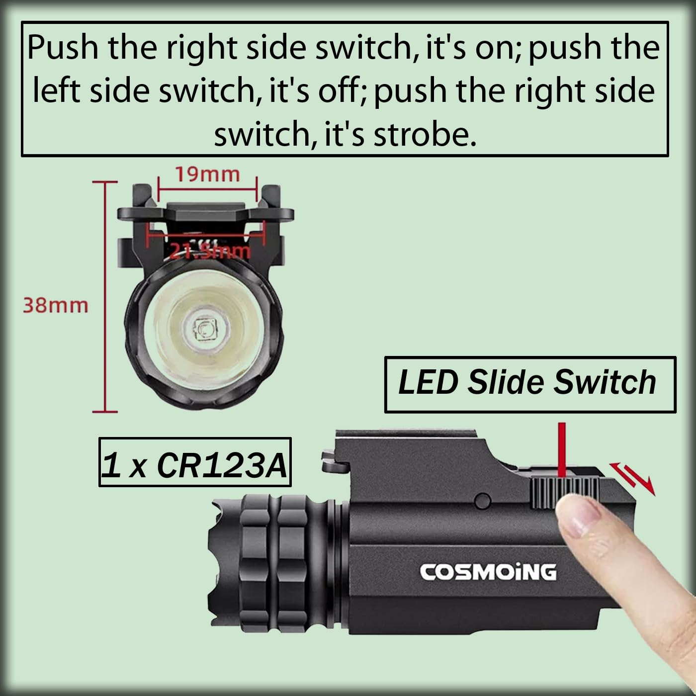 Tactical Pistol Laser Flashlight 2-in-1 for 1911 M9 - Hunting & Defense Gear