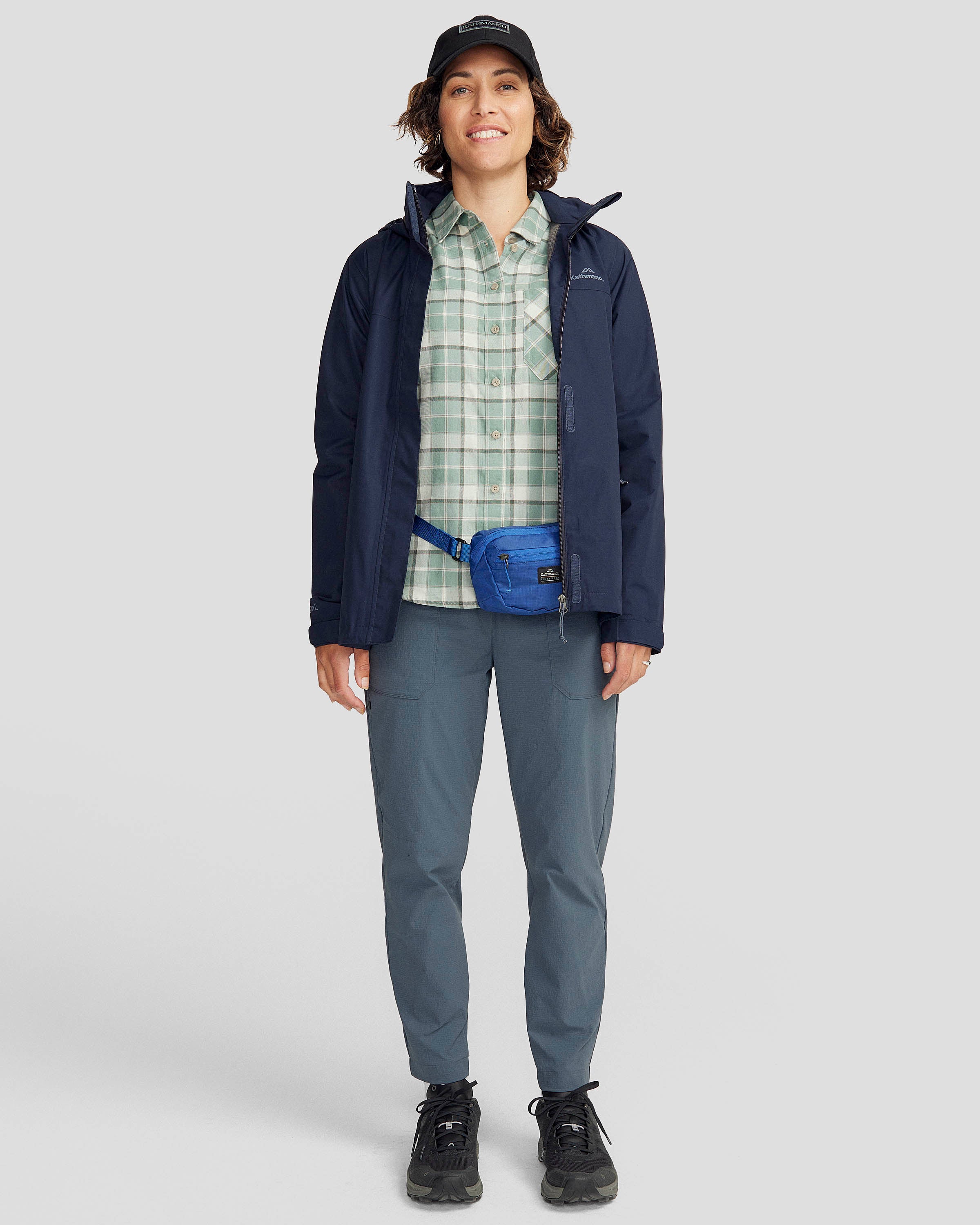 Women's Andulo 2-Layer Waterproof Rain Jacket - Lightweight Windbreaker with Hood, Pure Navy Blue - Perfect for Hiking, Travel & Outdoor Activities