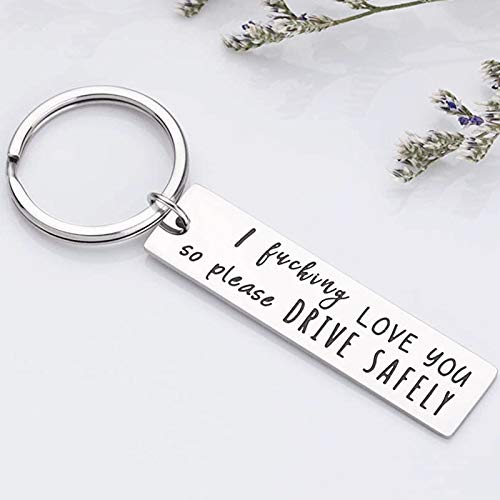 Personalized 'I Love You So Please Drive Safely' Keychain - Thoughtful Birthday Gift for Boyfriend, Husband, Dad | Men & Women Car Accessories | Perfect Stocking Stuffer & Anniversary Present for Safe Driving