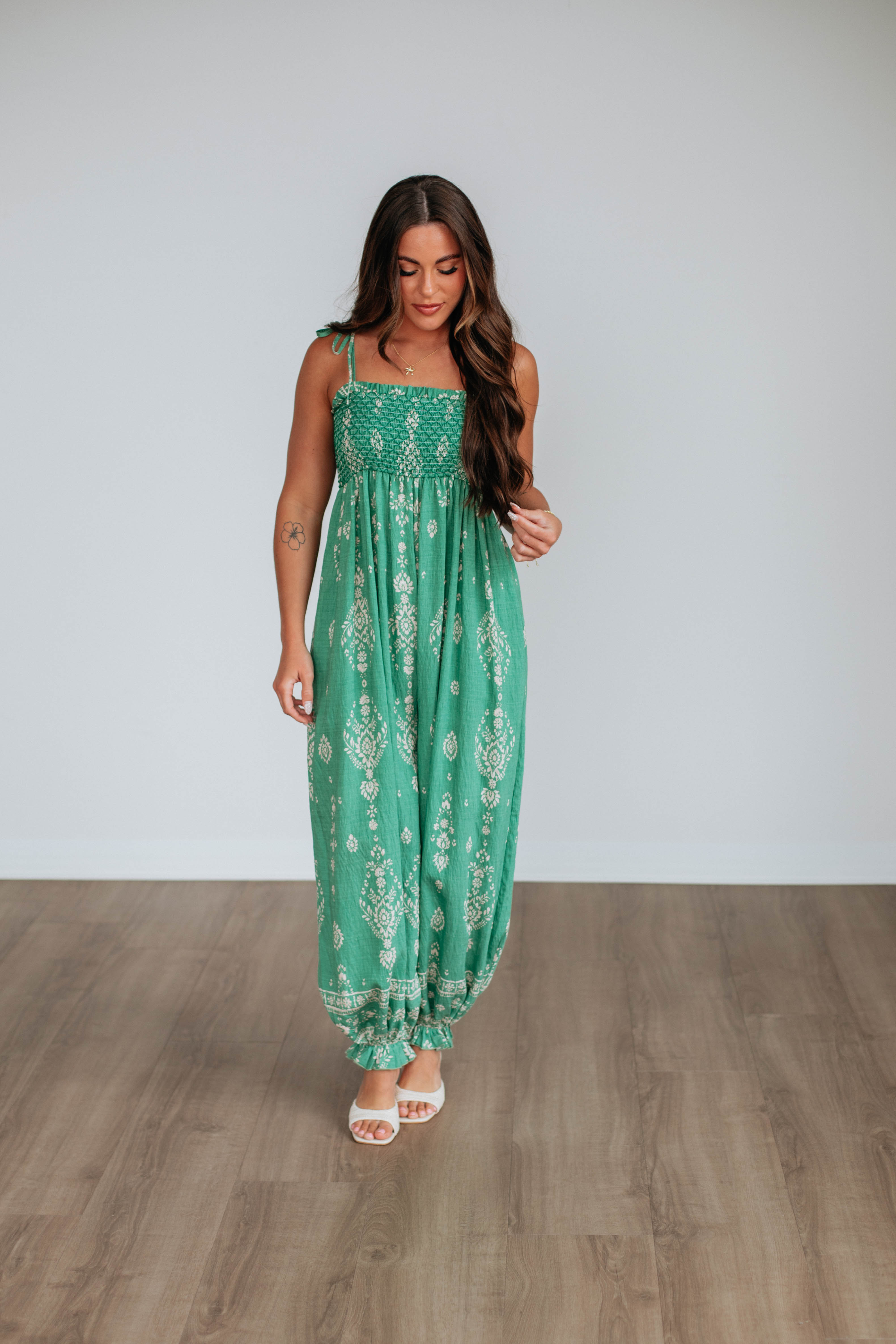 Azelia Women's Jumpsuit - Kelly Green Mix Color One Piece Romper | Casual Summer Outfit for Beach, Party & Vacation