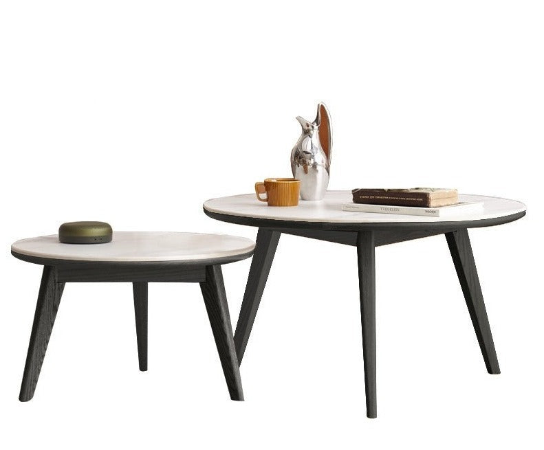 Solid Oak & Black Walnut Coffee Table with Slate Top - Rustic Modern Living Room Furniture for Home Decor