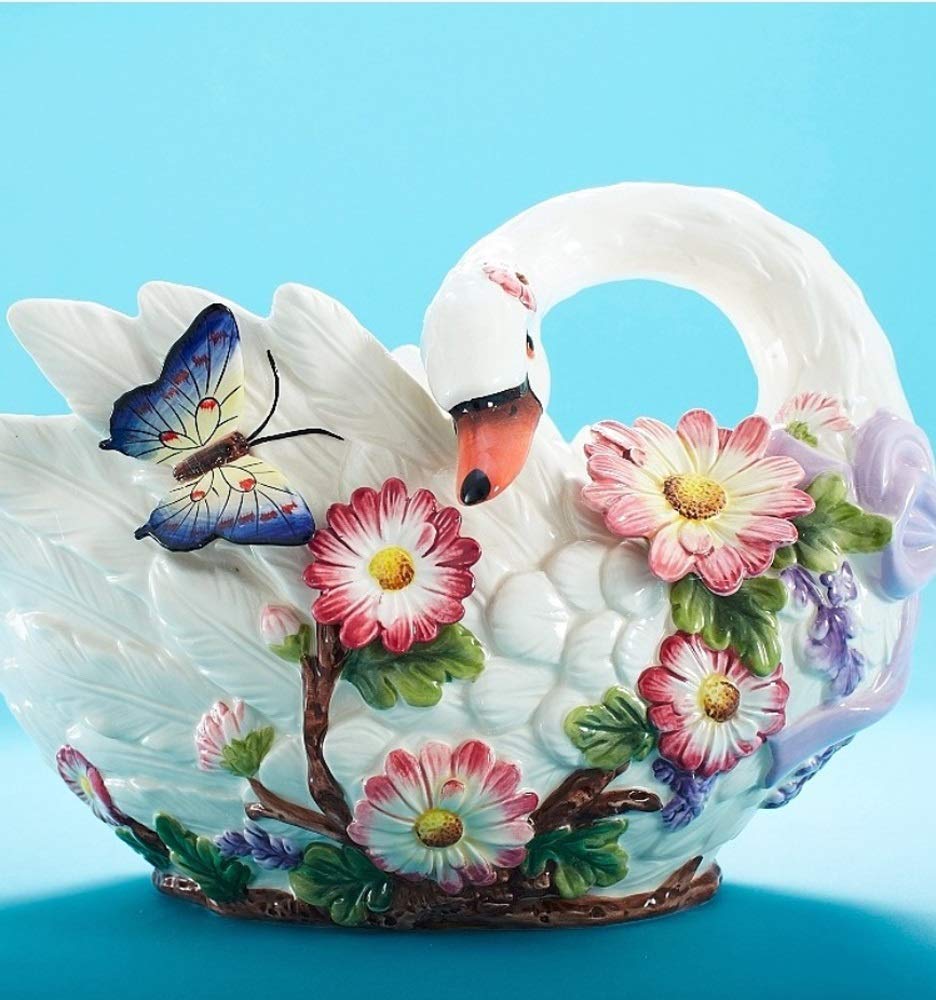 Elegant Swan-Shaped Ceramic Fruit Bowl - Large European Style Serving Tray for Fruits, Candy & Desserts | Perfect for Dining Table Centerpiece, Party Platters & Home Decor