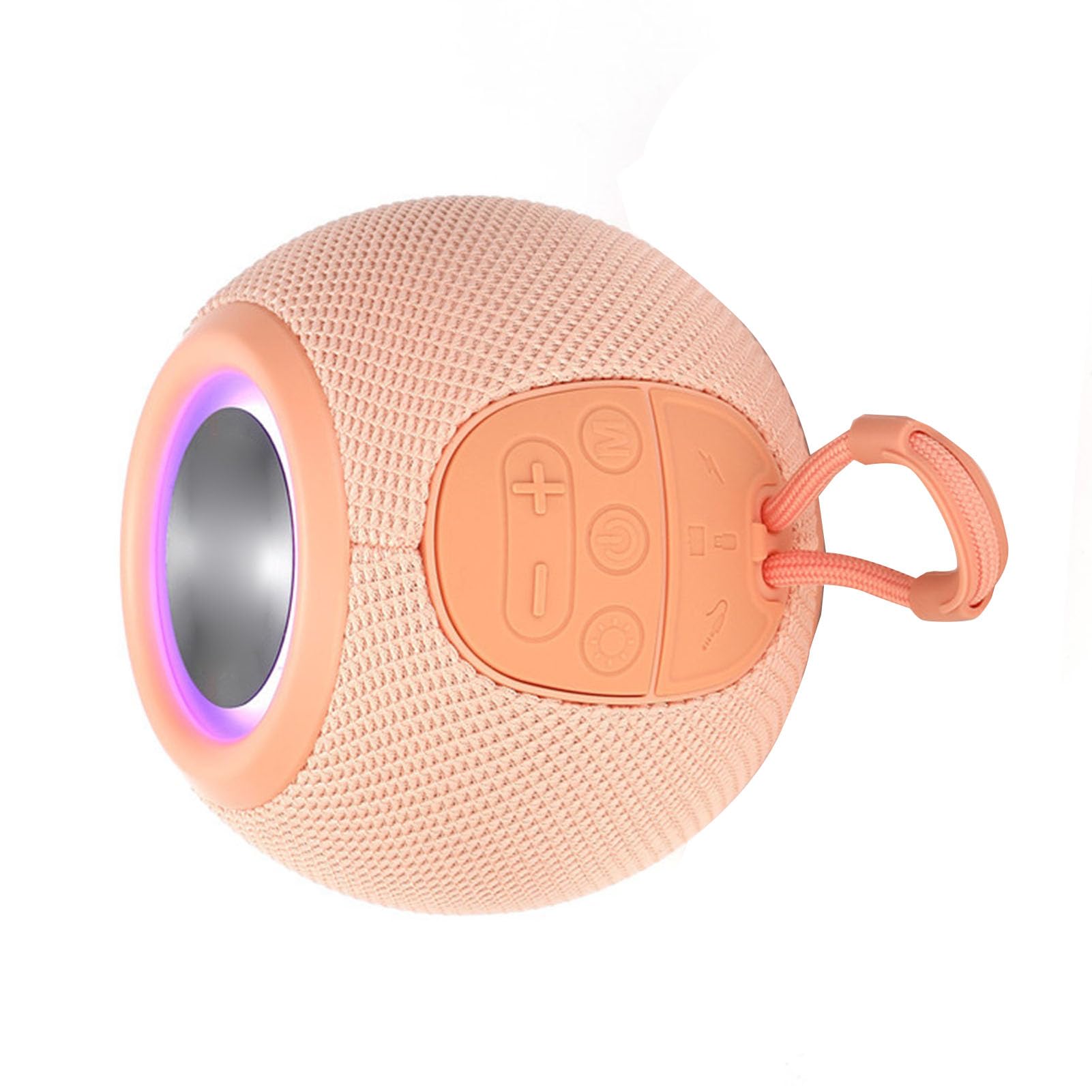 Portable Bluetooth Speaker with LED Lights, FM Radio, and Lanyard - Wireless Outdoor Speaker with Deep Bass for Parties, Camping, Beach & Travel (Rose Gold)