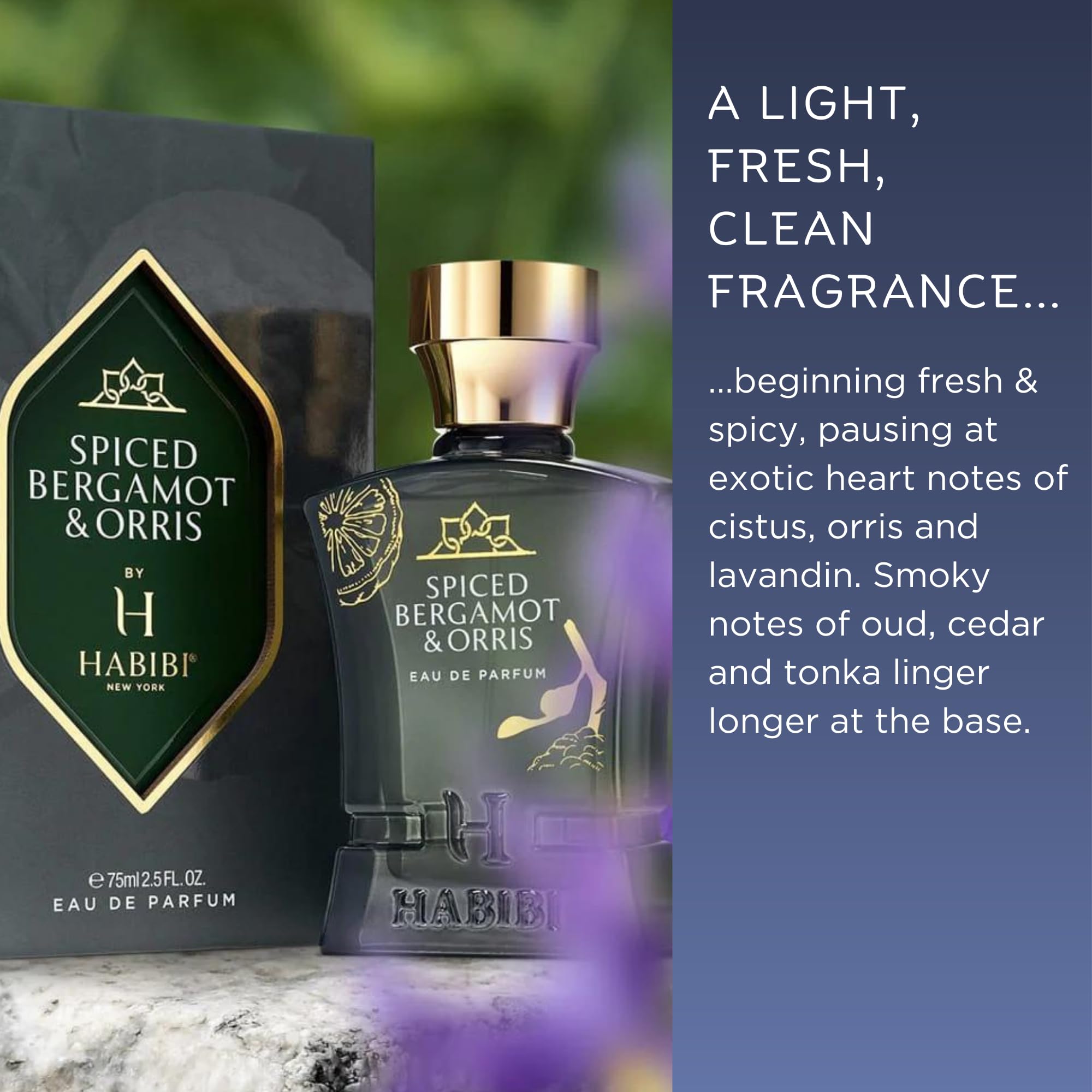 Premium Spiced Bergamot & Orris Arabian Cologne for Men - Long Lasting Eau De Parfum (2.5 Oz) with Sweet & Spicy Notes of Sage & Oud - Perfect for Date Nights, Special Occasions & Daily Wear