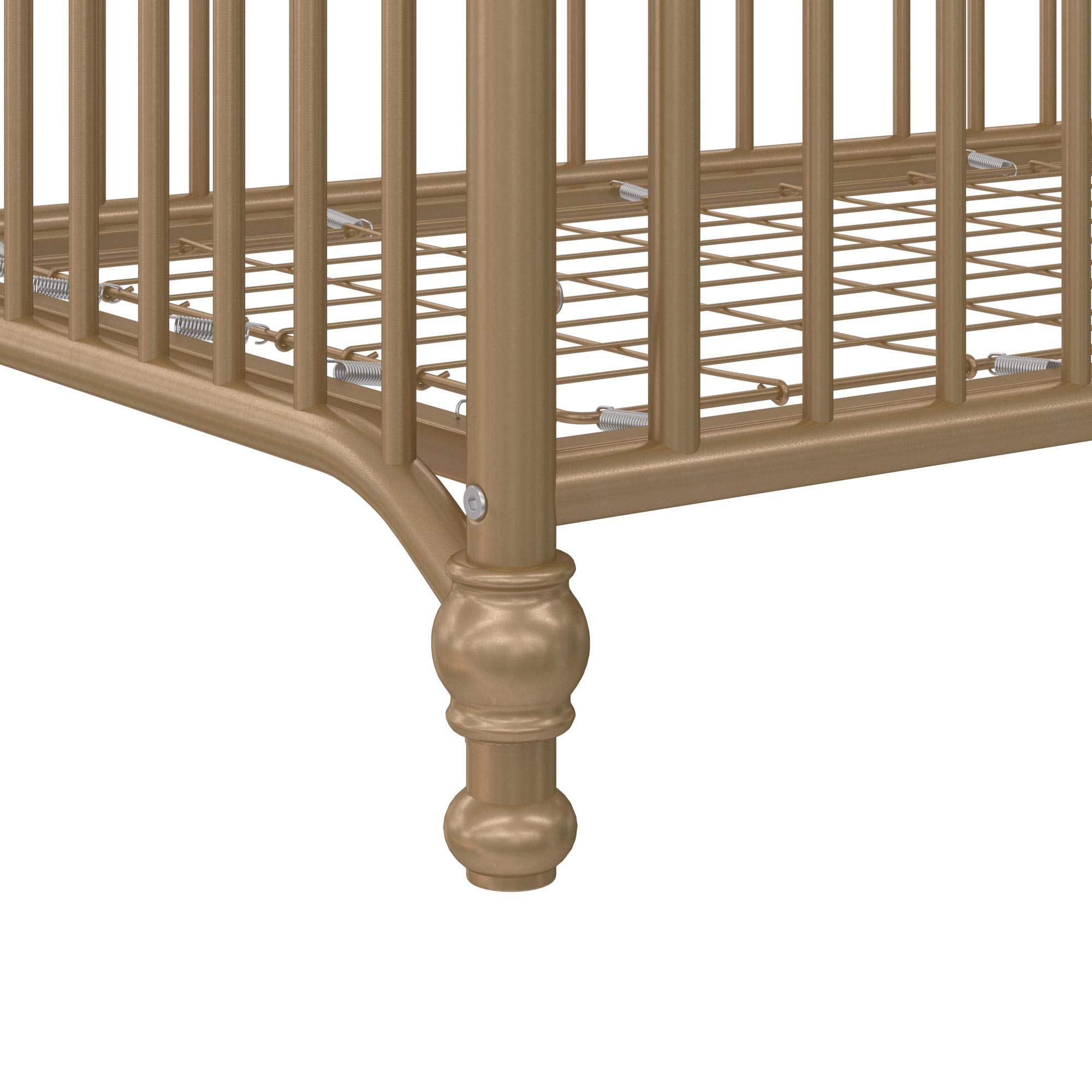 Little Seeds Ivy 3-in-1 Convertible Metal Crib in Gold - Safe & Stylish Nursery Bed for Baby to Toddler - Perfect for Modern Nurseries, Daycares & Guest Rooms