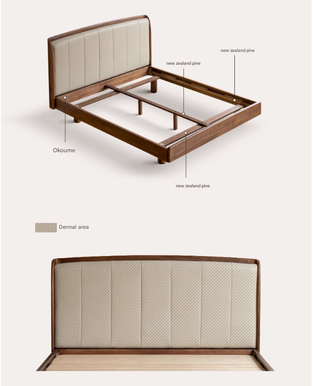 Premium Black Walnut & Ash Solid Wood Leather Upholstered Bed Frame - High Soft Back Support for Master Bedroom, Guest Room & Luxury Home Decor