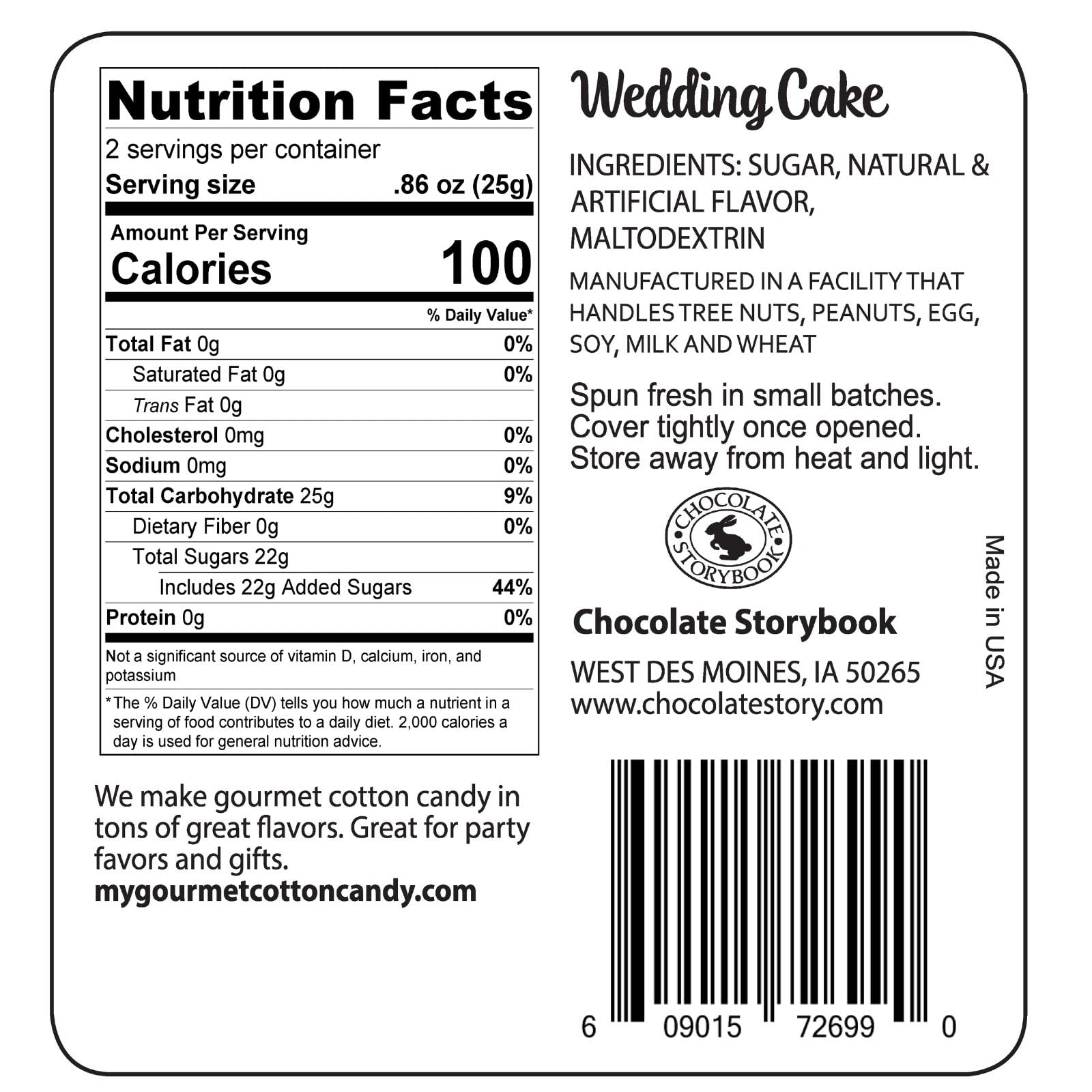 Wedding Cake Gourmet Flavored Cotton Candy (36 Pack) – Perfect for Weddings, Birthdays, Holidays & Party Favors | Sweet Treat for Baby Showers, Bridal Showers & Office Celebrations