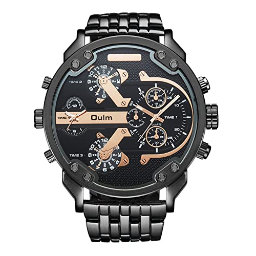 Premium Qaistywf Oulm 3548 Men's Gold Stainless Steel Quartz Watch with Dual Movement & Round Dial - Perfect for Business, Casual Wear & Special Occasions