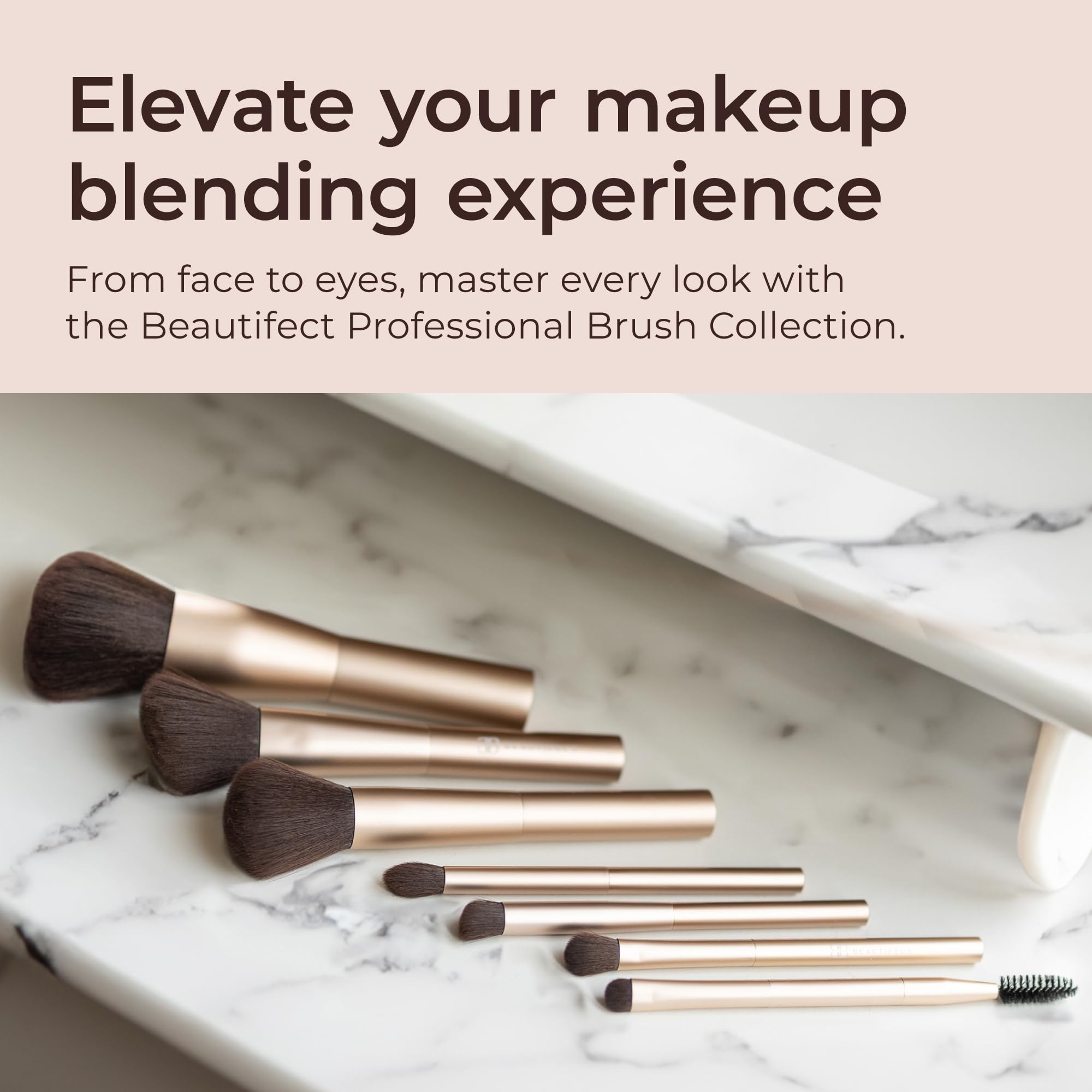 Professional Makeup Brush Set - 8 Piece Ergonomic Cosmetic Brushes for Face & Eye Makeup Application | Perfect for Daily Beauty Routine & Professional Makeup Artists