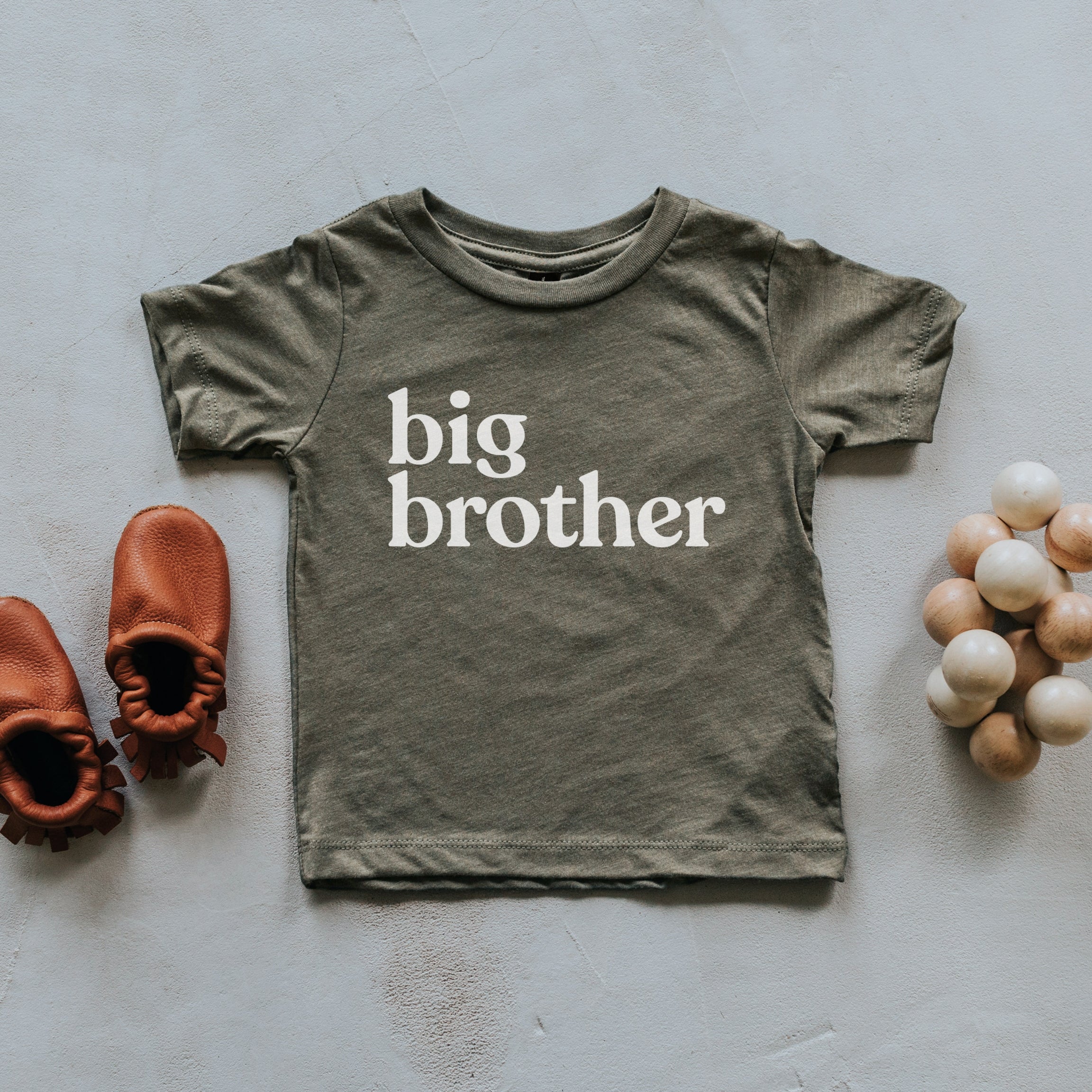 Big Brother Modern T-Shirt for Men - Olive Green & Cream Color Comfort Fit Casual Tee - Perfect for Everyday Wear, Street Style & Lounge Outfits
