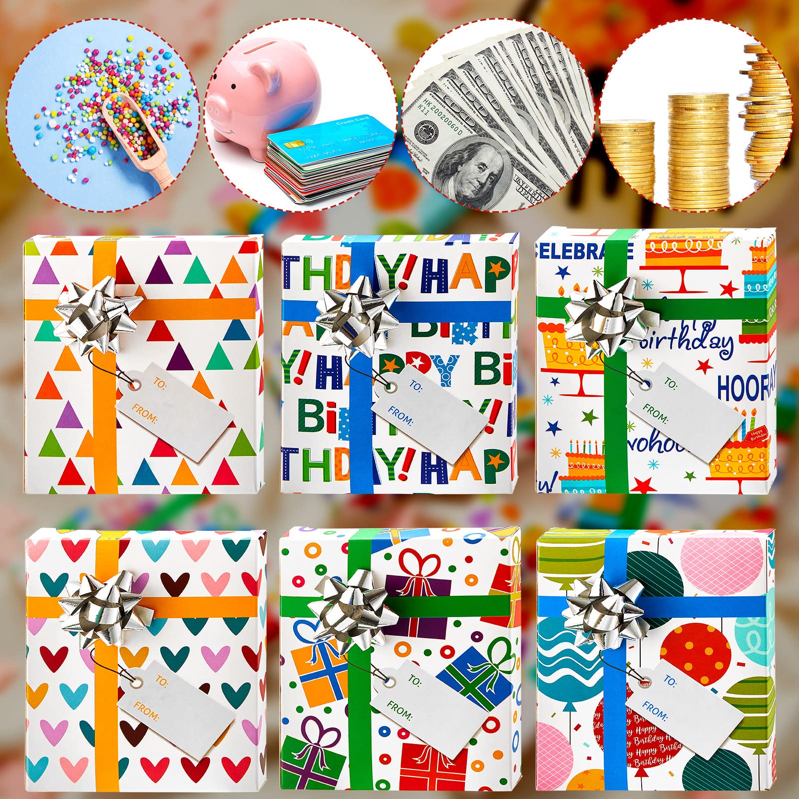 12-Piece Gift Card Box Set - Elegant Birthday Present & Greeting Card Holder with 12 Wrapping Bows - Mini Favor Boxes for Holiday Parties, Baby Showers & Wedding Favors - Perfect for Gift Wrapping, Party Decorations & Special Occasions