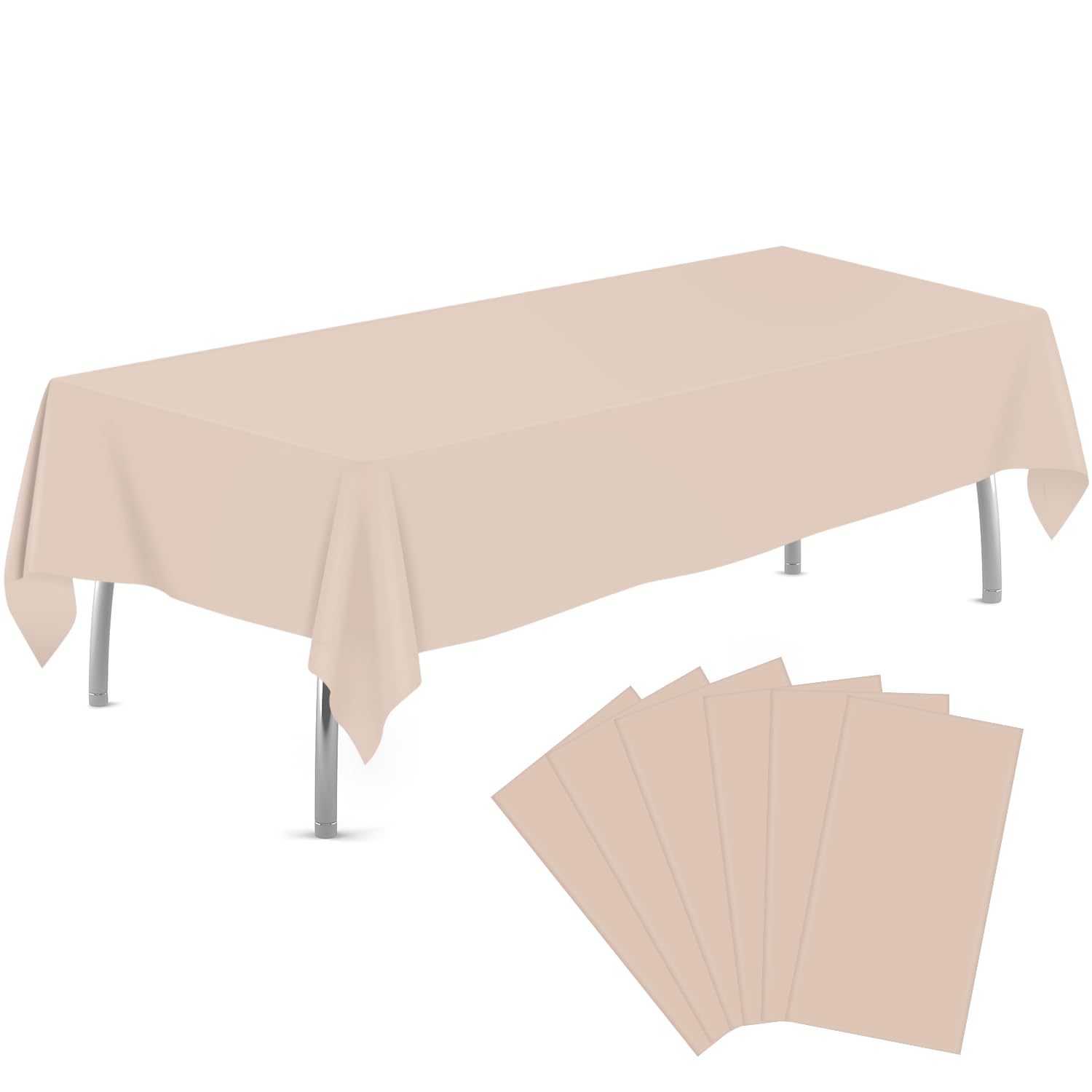 6 Pack Ivory Plastic Tablecloth 54