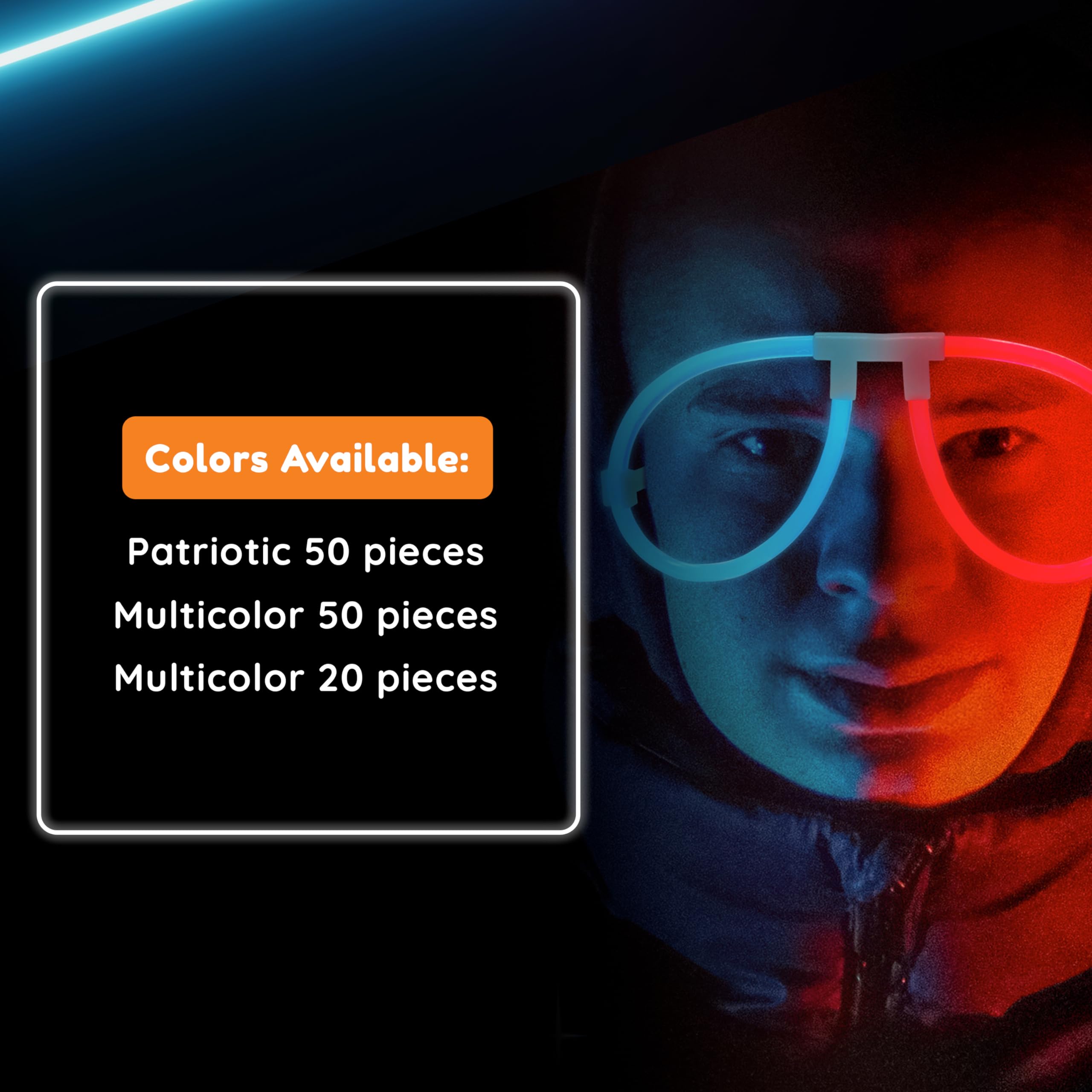 Glow Glasses for Kids - Bendable DIY Party Glasses with Connectors - Neon Glow Eyewear for Halloween, Raves & Birthday Parties - Fun Glow Accessories for Nighttime Events