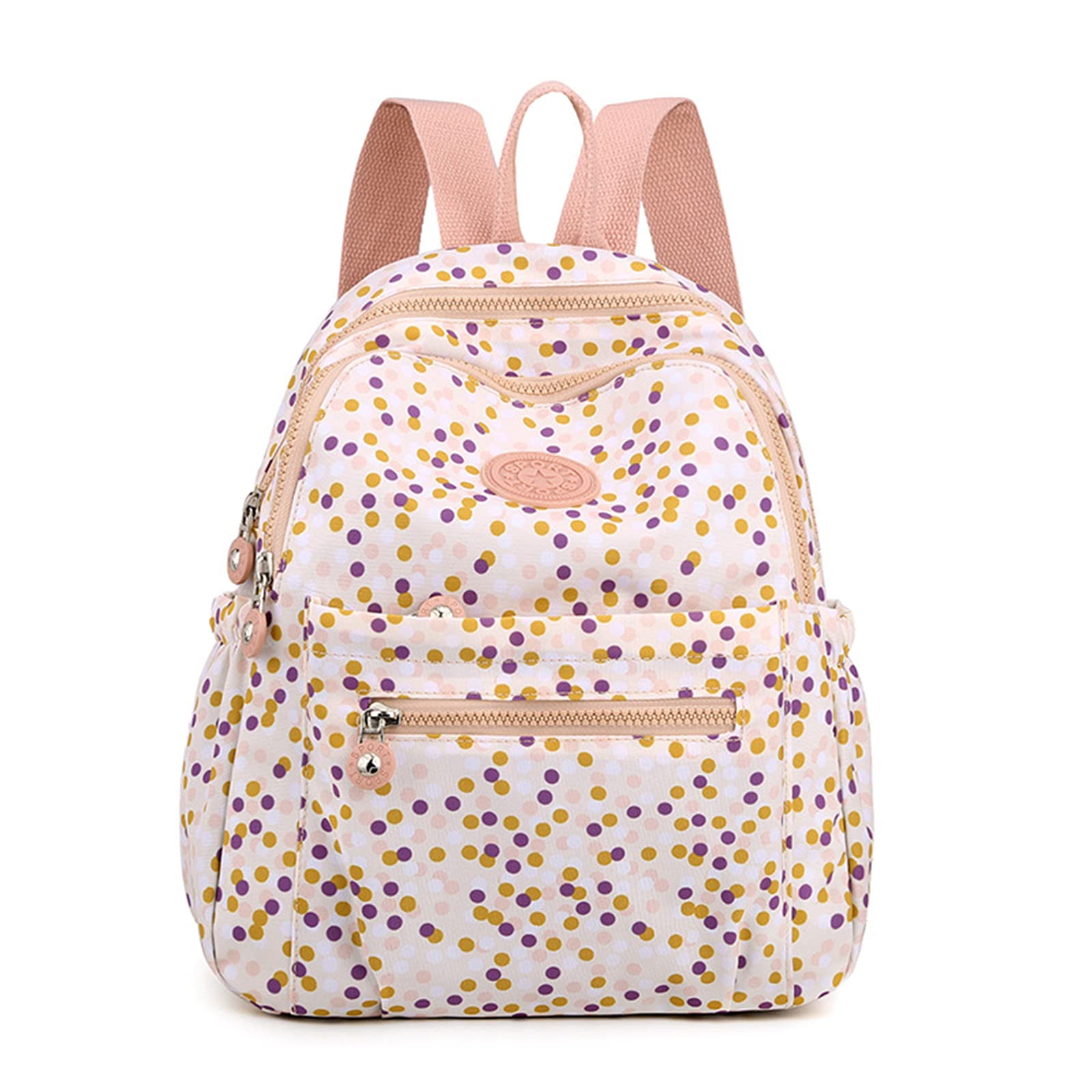 PORRASSO Women's Backpack - Lightweight Nylon Daypack for Work & Travel - Stylish Dots Design