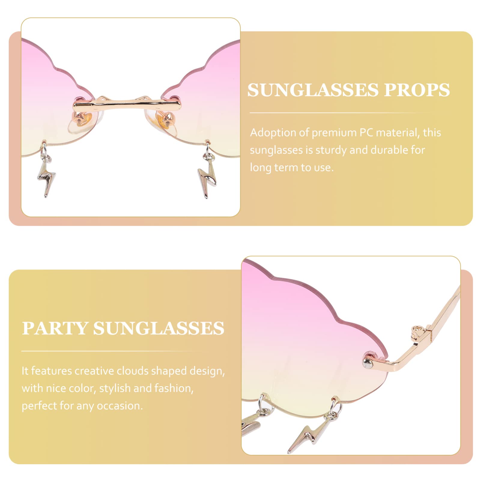 VALICLUD Cloud Sunglasses - Rimless Vintage Rave Sunglasses for Women & Men | 90s Retro Disco Style | Perfect for Music Festivals, Beach Days & Summer Outfits