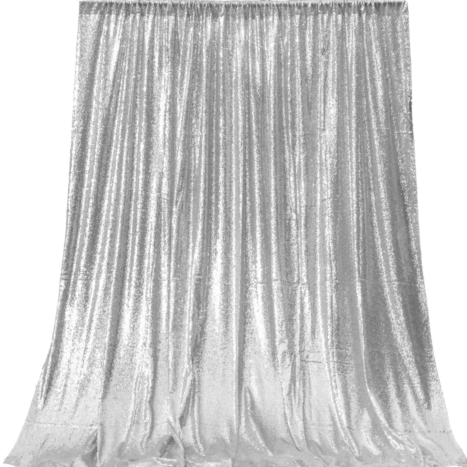 Sparkling Silver Sequin Backdrop Curtain 10ft x 10ft - Glitter Photo Booth Background for Weddings, Bridal Showers & Parties - Perfect for Photography, Events & Celebrations