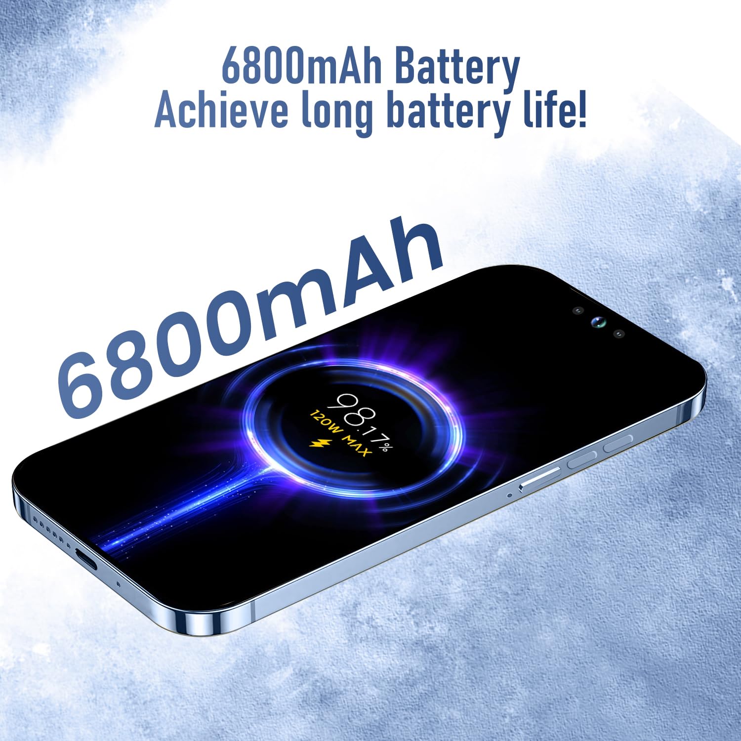 Unlocked A14 PROMAX Android Smartphone 8GB RAM 256GB Storage, 24MP+50MP Dual Camera, 6800mAh Long-Lasting Battery, 6.7