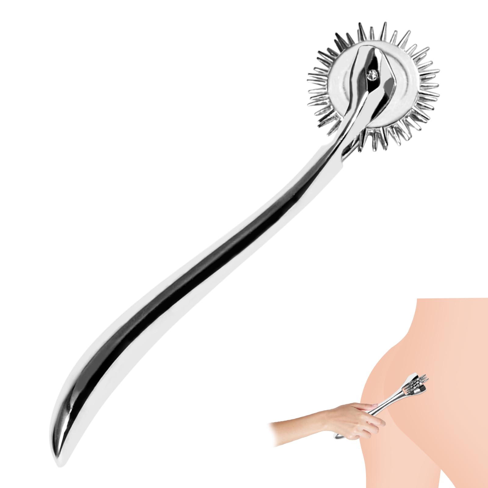 Premium Wartenberg Pin Wheel - Stainless Steel BDSM Massage Toy for Couples, Multi-Color Sensory Play (Silver) | Enhance Intimacy & Sensation in Bedroom & BDSM Scenes