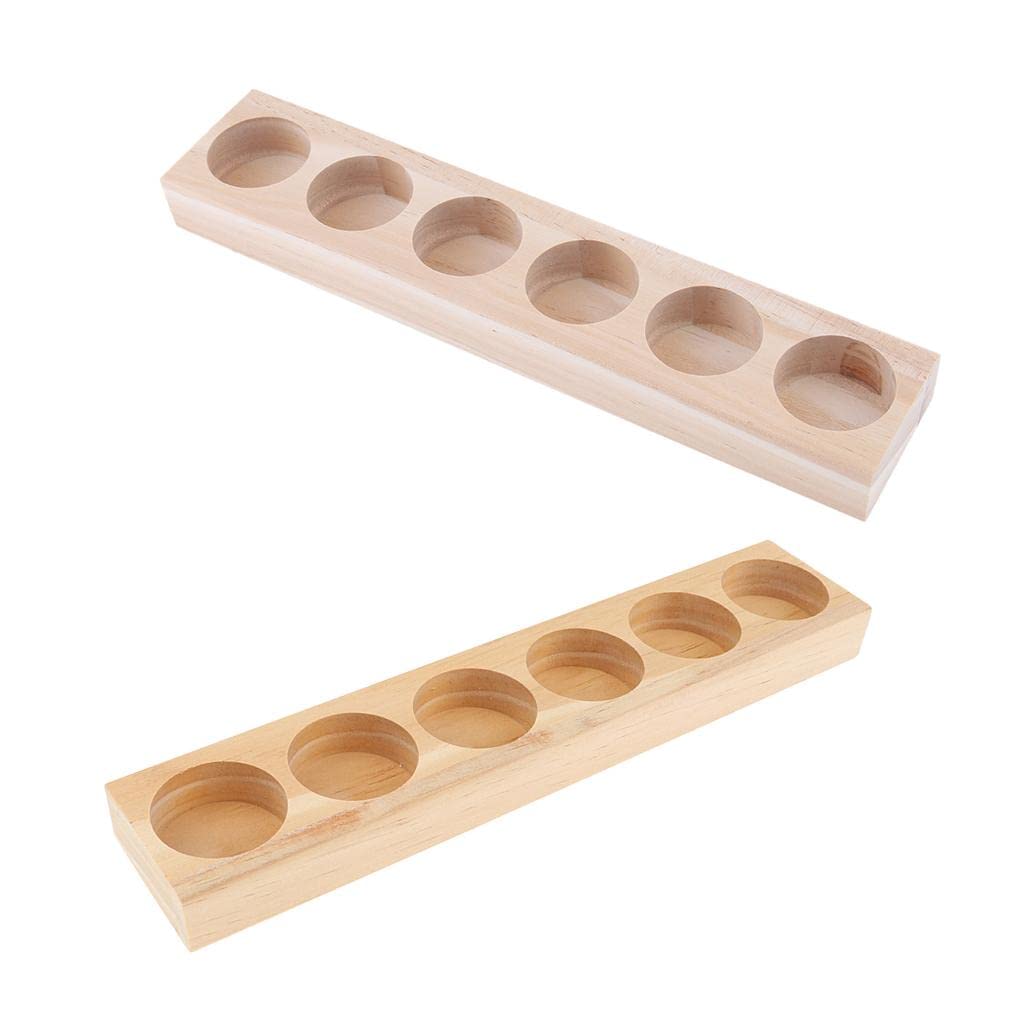 Bonarty 2-Pack Wooden Essential Oil Storage Organizer Rack - Holds 6 Bottles - Perfect for Aromatherapy, Bathroom & Spa Organization