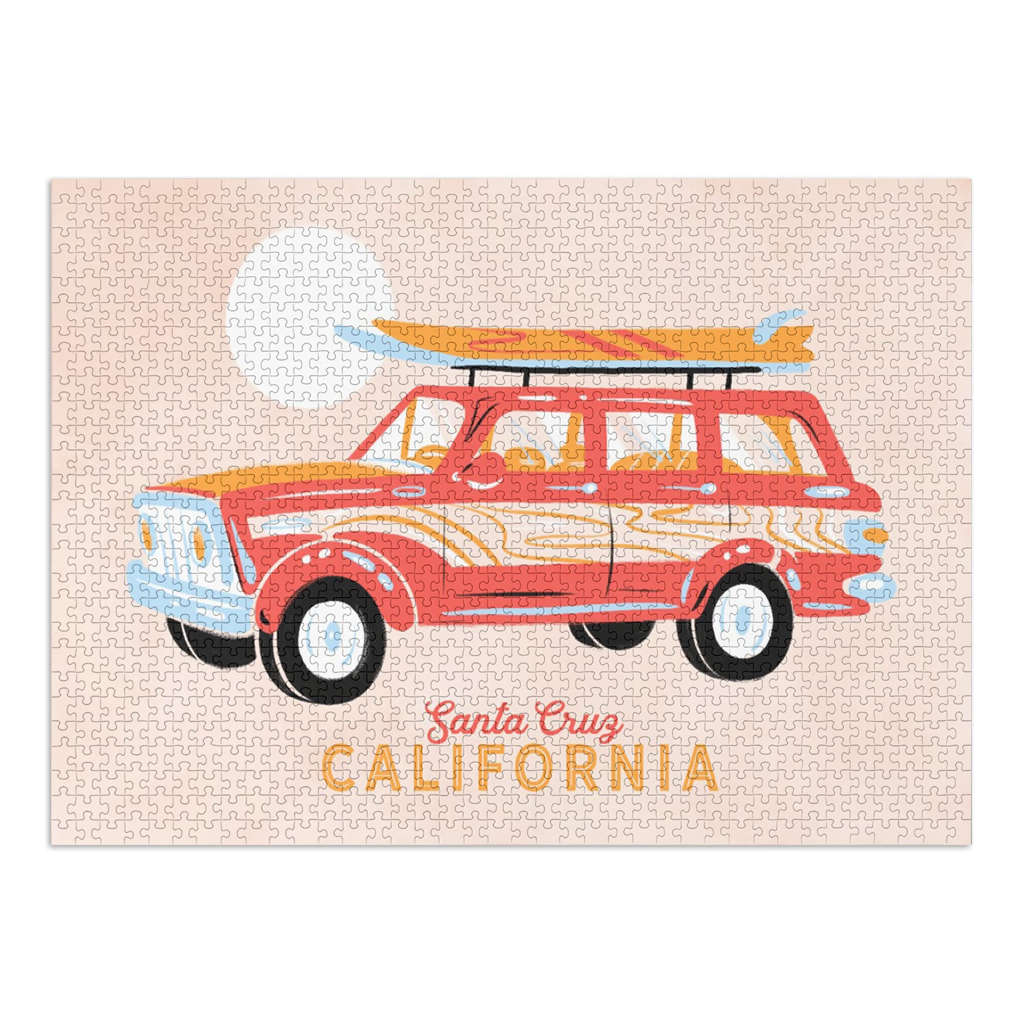 Santa Cruz California Secret Surf Spot 1000-Piece Jigsaw Puzzle - Woody Wagon with Surfboards (19x27 Inch, Challenging Puzzle for Adults & Family, Made in USA) - Perfect for Beach House Decor, Family Game Night & Surf Enthusiasts