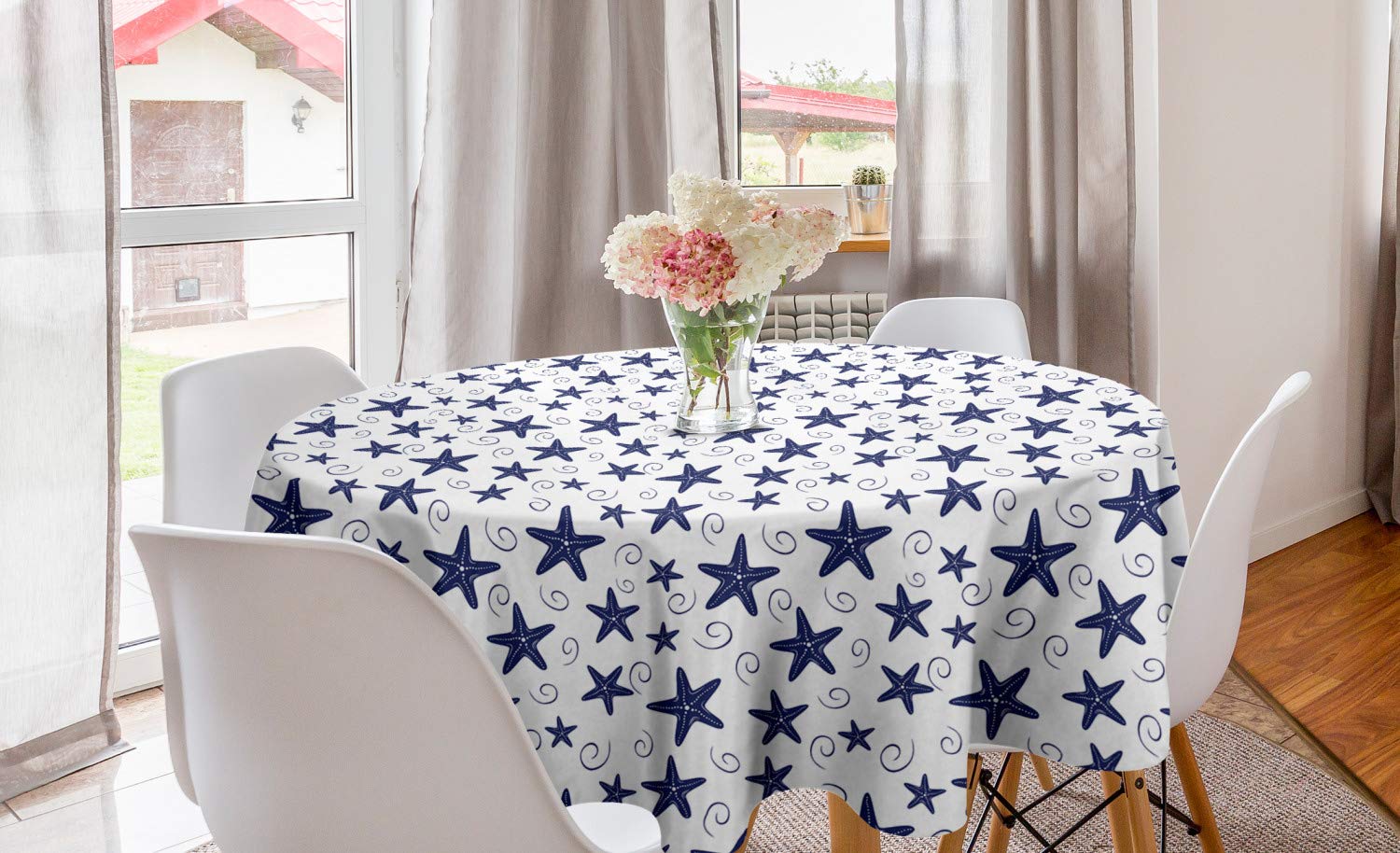 Ambesonne Nautical Round Tablecloth 60