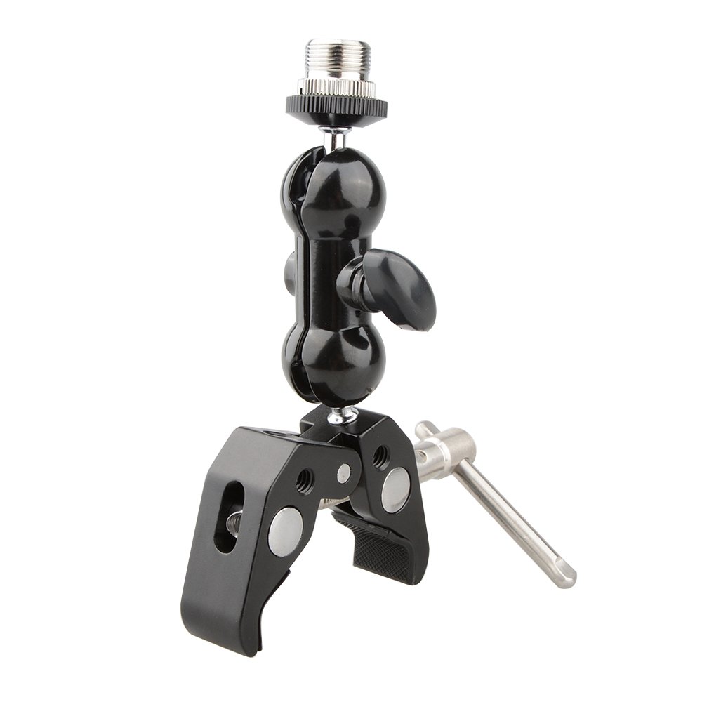 CAMVATE Crab Clamp & Mini Ball Head Camera Mount for Microphones - 1196 | DSLR Camera Rig Accessory | Perfect for Vlogging, Live Streaming & Studio Photography