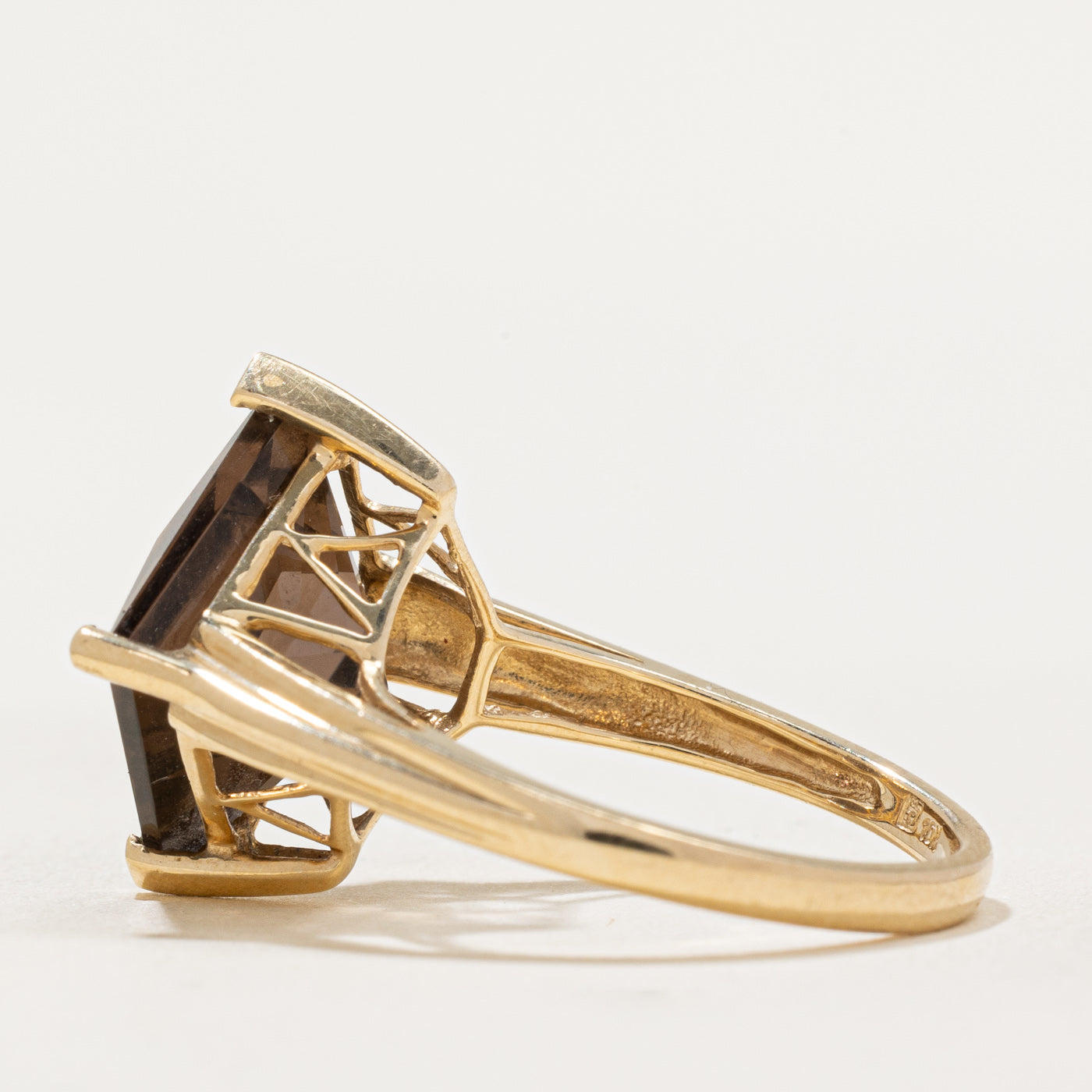Smoky Quartz Cocktail Ring - 5.65 Carat Genuine Stone - Size 7.25 - Elegant Evening Wear & Special Occasion Jewelry for Women