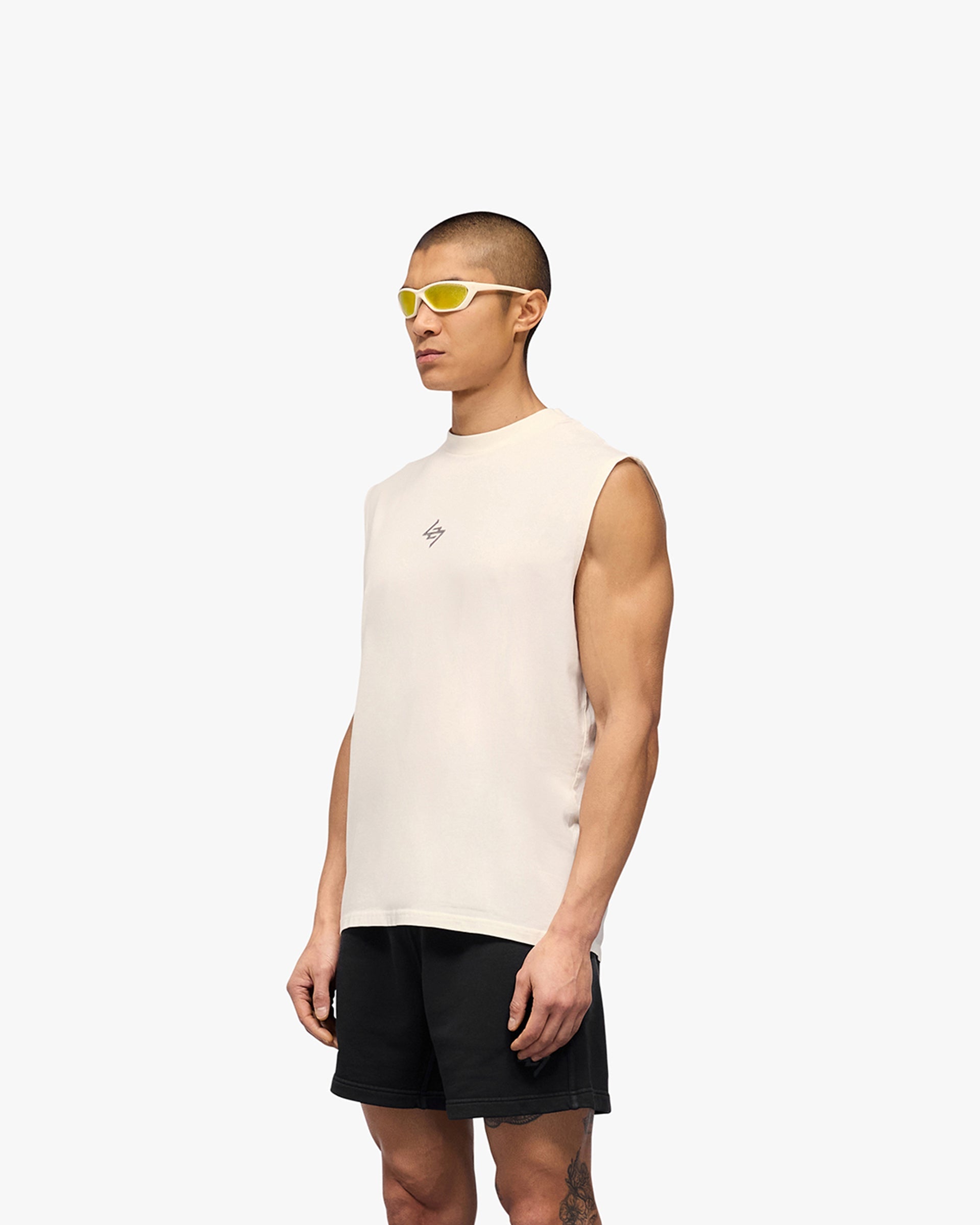 247 Motion Oversized Tank Top - Flat White | Women's Loose Fit Casual Shirt for Yoga, Gym & Everyday Wear