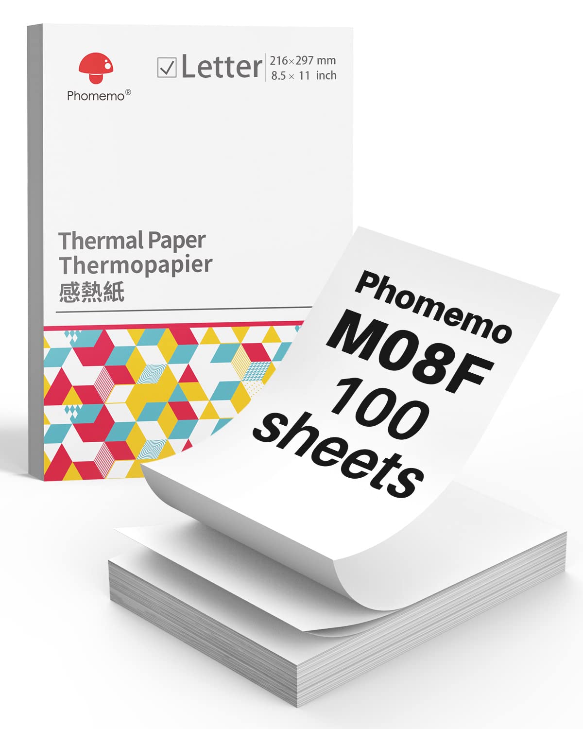 Phomemo M08E Portable Bluetooth Thermal Printer - Inkless Printing for iPhone, Android & Laptop - Includes 100 Sheets 8.5