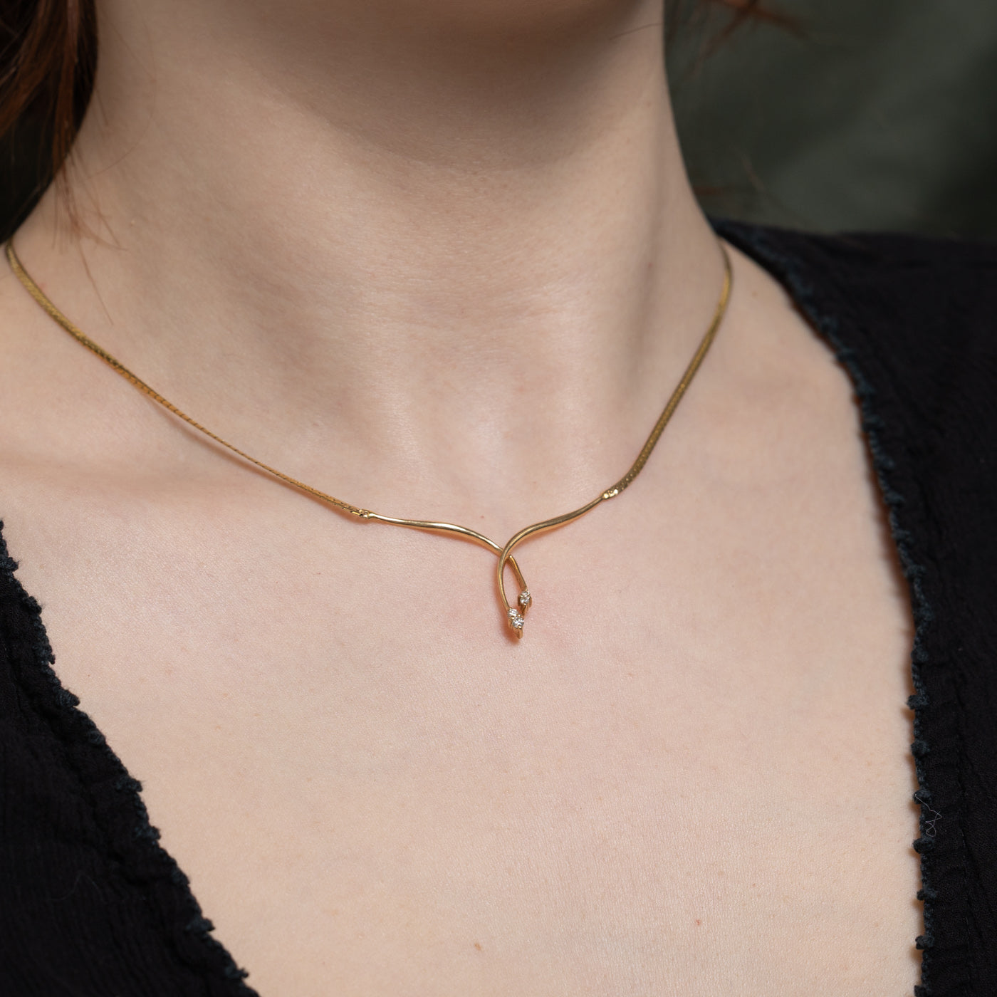 0.10ctw Diamond Crossover Necklace in 14K Gold - Elegant Layering Jewelry for Women, Perfect for Date Nights & Special Occasions