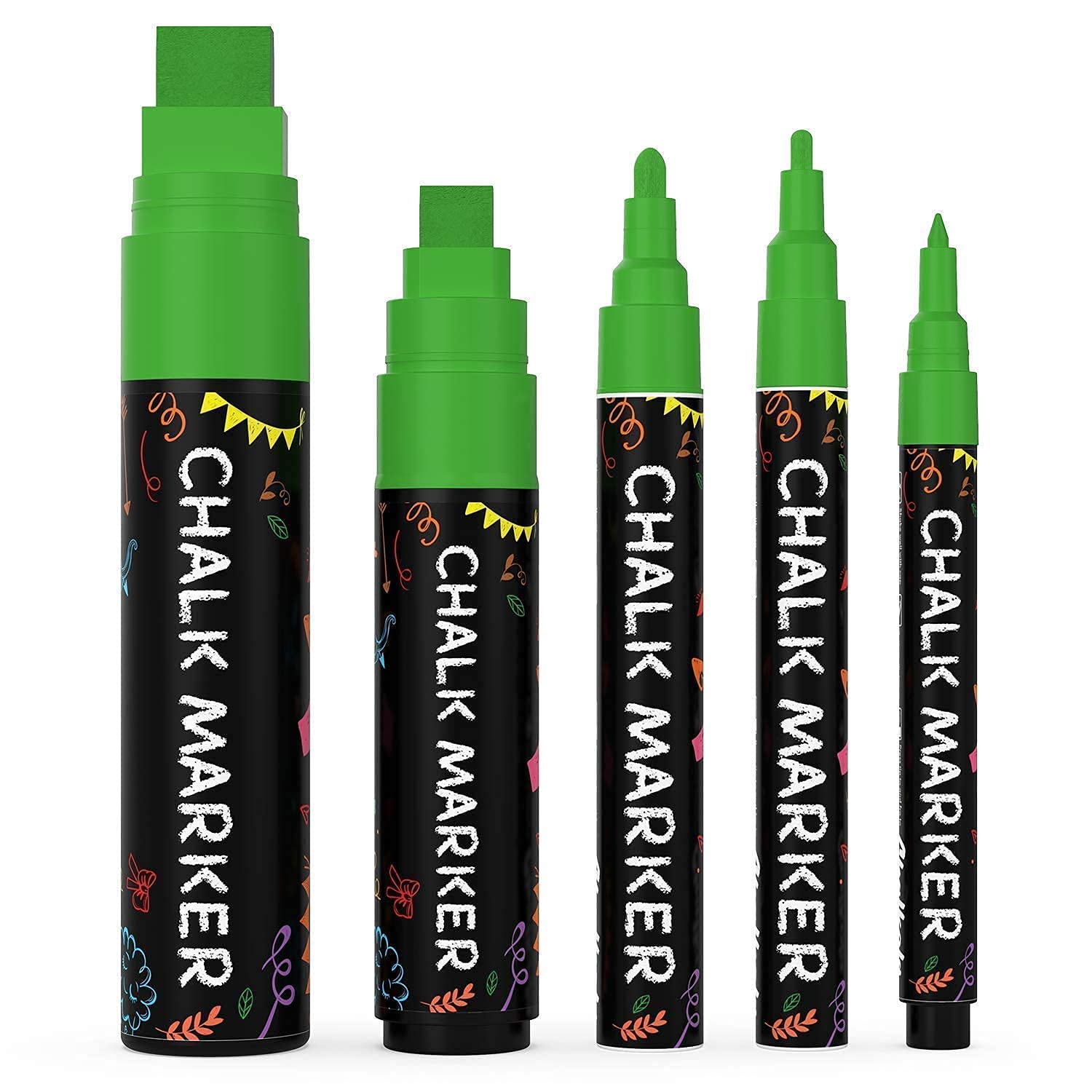 Chalkola Artist Bundle - 5 Green & 5 Black Chalk Markers | Premium Dual-Tip Art Markers for Drawing, Lettering & DIY Crafts | Perfect for Sketchbooks, Blackboards & Home Decor Projects