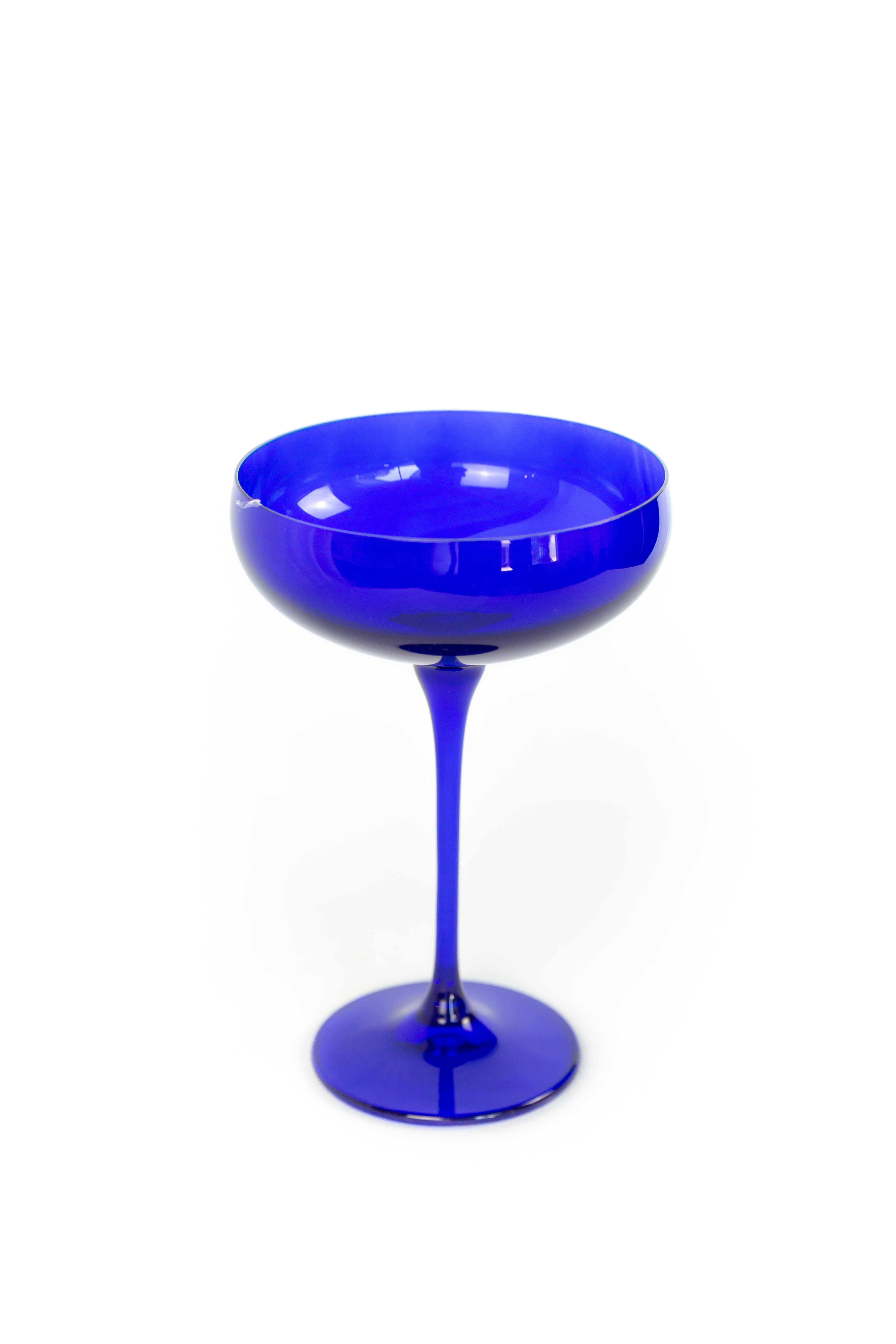 Estelle Colored Champagne Coupe Glasses Set of 6 - Elegant Royal Blue Stemware for Wedding, Party & Special Occasions
