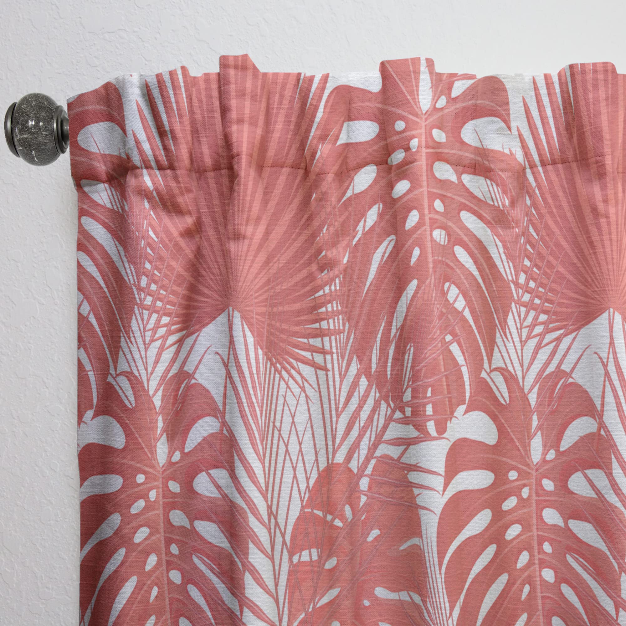 DesignQ Tropical Retro Foliage Coral I Thermal Insulated Curtains - Single Panel 52x95 Inches - Blackout Drapes for Bedroom & Living Room - Perfect for Home Decor, Privacy & Temperature Control