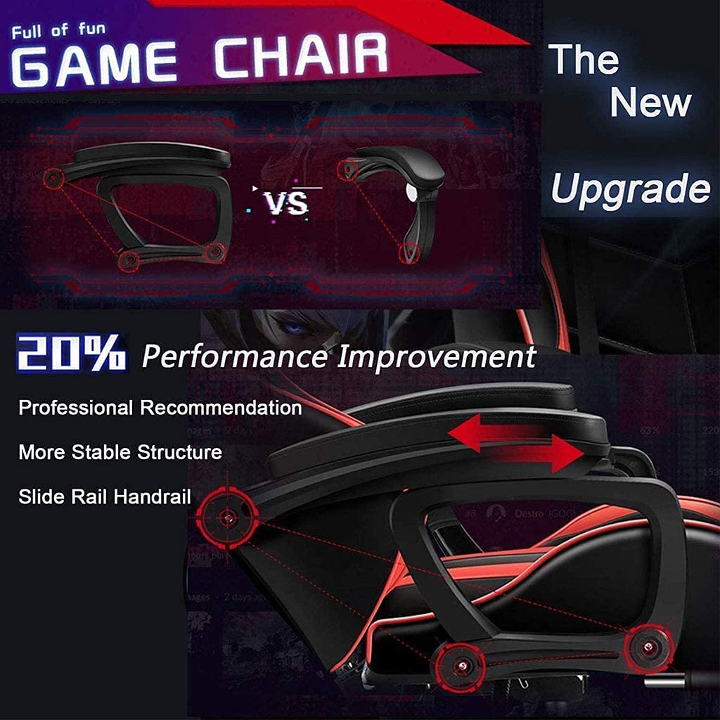 Ergonomic Gaming Chair with Bluetooth Speakers & RGB Lights - Adjustable Lumbar Support & Massage Function for PC/Console Gamers - Perfect for Esports, Streaming & Home Office Setup