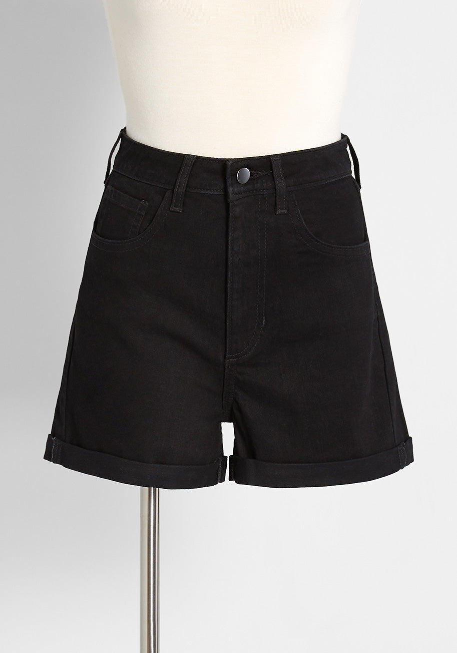 High Rise Denim Shorts for Women - Trendy Summer Fashion with Stretch Comfort - Perfect for Beach, Parties & Casual Outings
