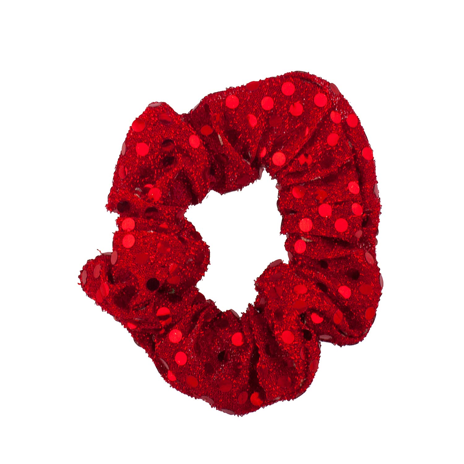 LUX ACCESSORIES Christmas Holiday Hair Scrunchies Set (3pc) - Red Sequins, Green, Red & White Fur Scrunchies for Party, Festive & Gift Giving