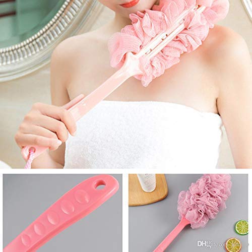 BlueFinger Loofah Back Scrubber with Long Handle - Soft Nylon Mesh Shower Brush for Deep Cleansing, Exfoliating Bath Sponge for Women & Men (Color May Vary) - Perfect for Hard-to-Reach Areas & Relaxing Shower Experience
