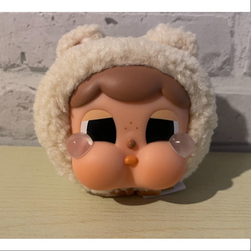 Crybaby Cring Blob Vinyl Face Plush Pendant Series Teddy White - Kawaii Plush Keychain for Backpacks, Gifts & Collectibles