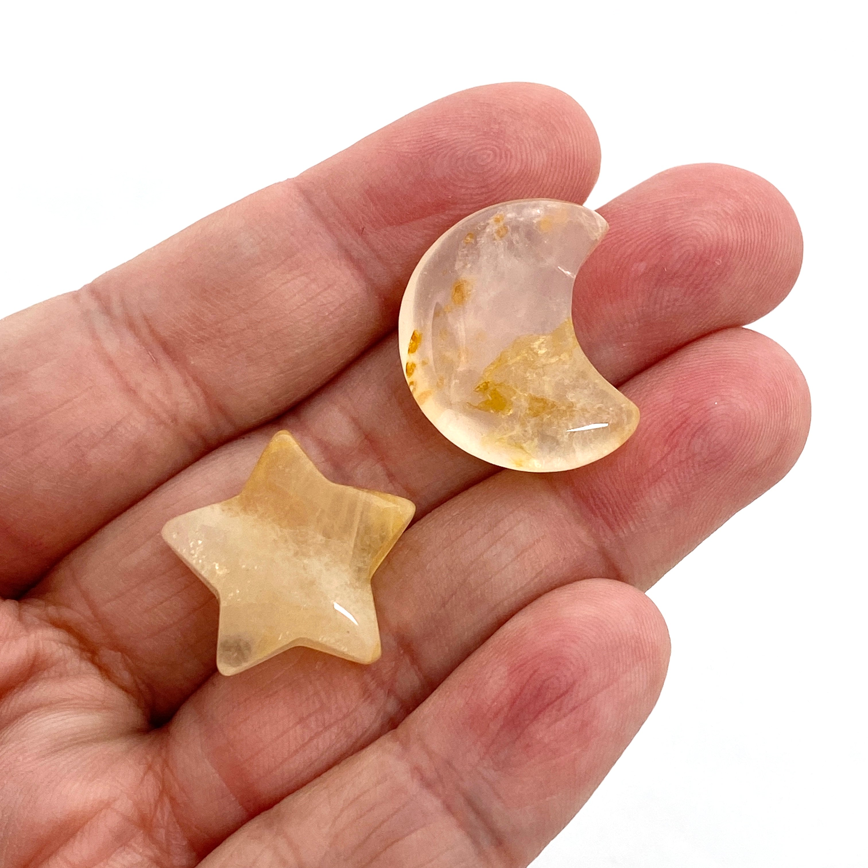 Golden Healer Moon and Star Crystal Set - Natural Gemstone Jewelry for Healing, Meditation & Spiritual Growth | Perfect for Reiki, Chakra Balancing & Energy Work