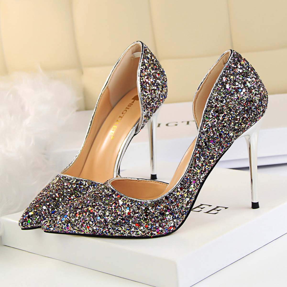 JOEupin Women's Stiletto High Heel Pumps - Sexy Open Toe Dress Shoes for Wedding, Party & Evening Wear - Comfortable Women's Heels for Formal Occasions